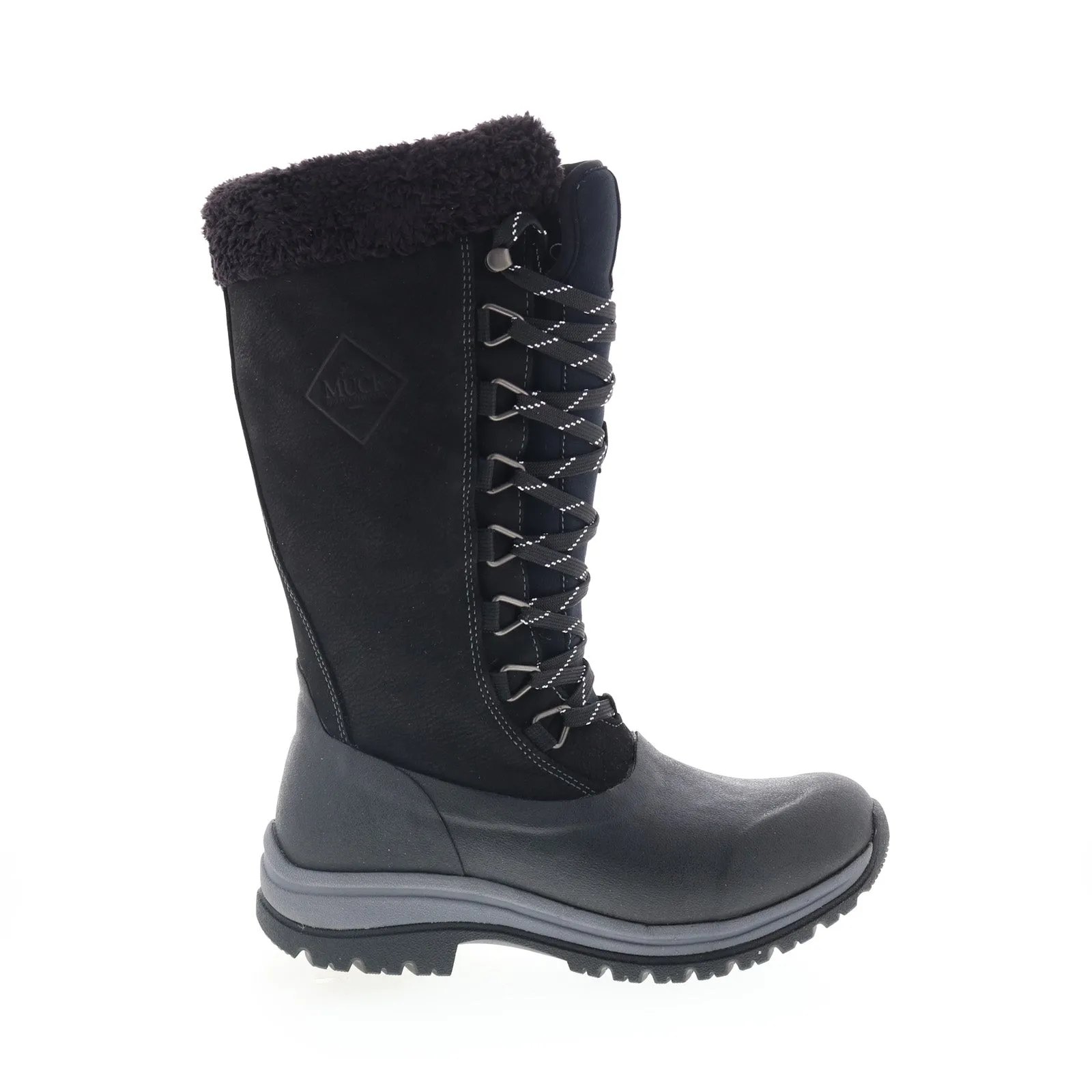 Original Muck Arctic Apres Lace Tall WALT000 Womens Black Leather Winter Boots Lightweight Sole