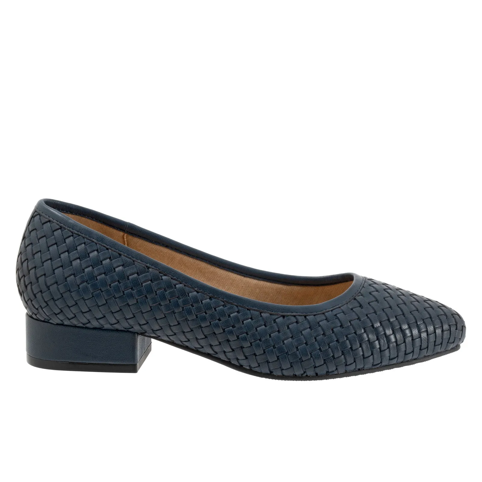 Party Shoes with Heels Stable Structure Trotters Jade T2269-400 Womens Blue Leather Slip On Pumps Heels Shoes