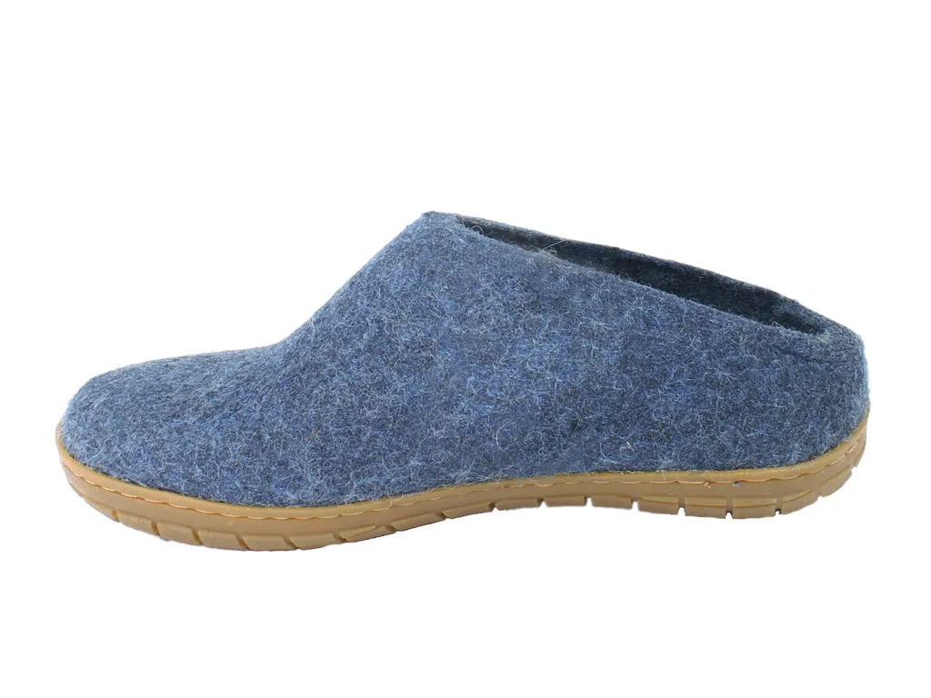 Glerups Slippers Denim Rubber Sole Slip-On Style High Durability