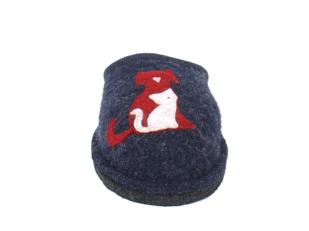 Haflinger Slippers Flair Cat&Dog Blue Stretch Mesh