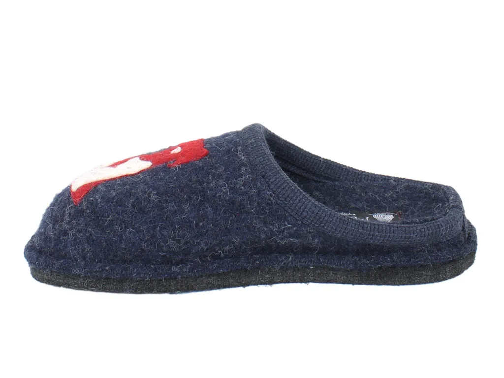 Flexible Material Haflinger Slippers Flair Cat&Dog Blue