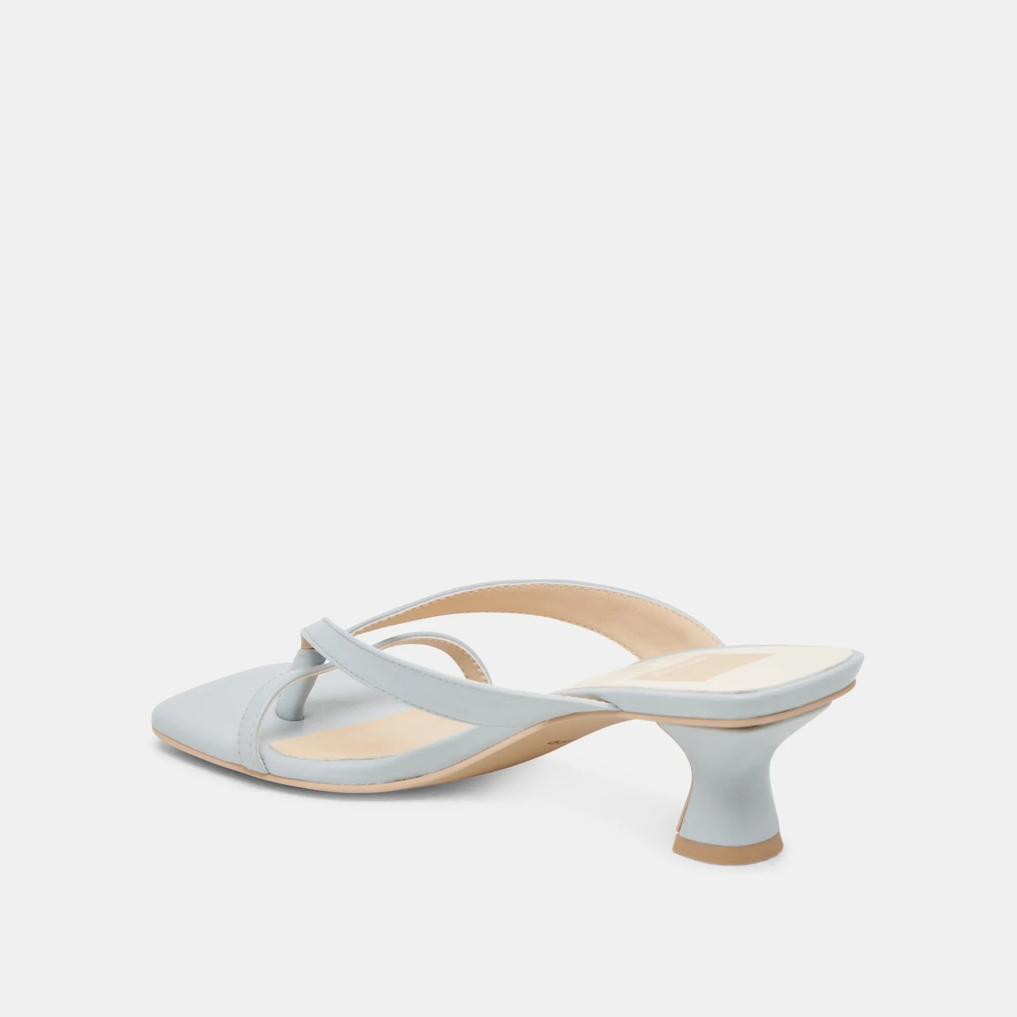 BREVEL WIDE HEELS LIGHT BLUE LEATHER Professional Heels Summer Sandals