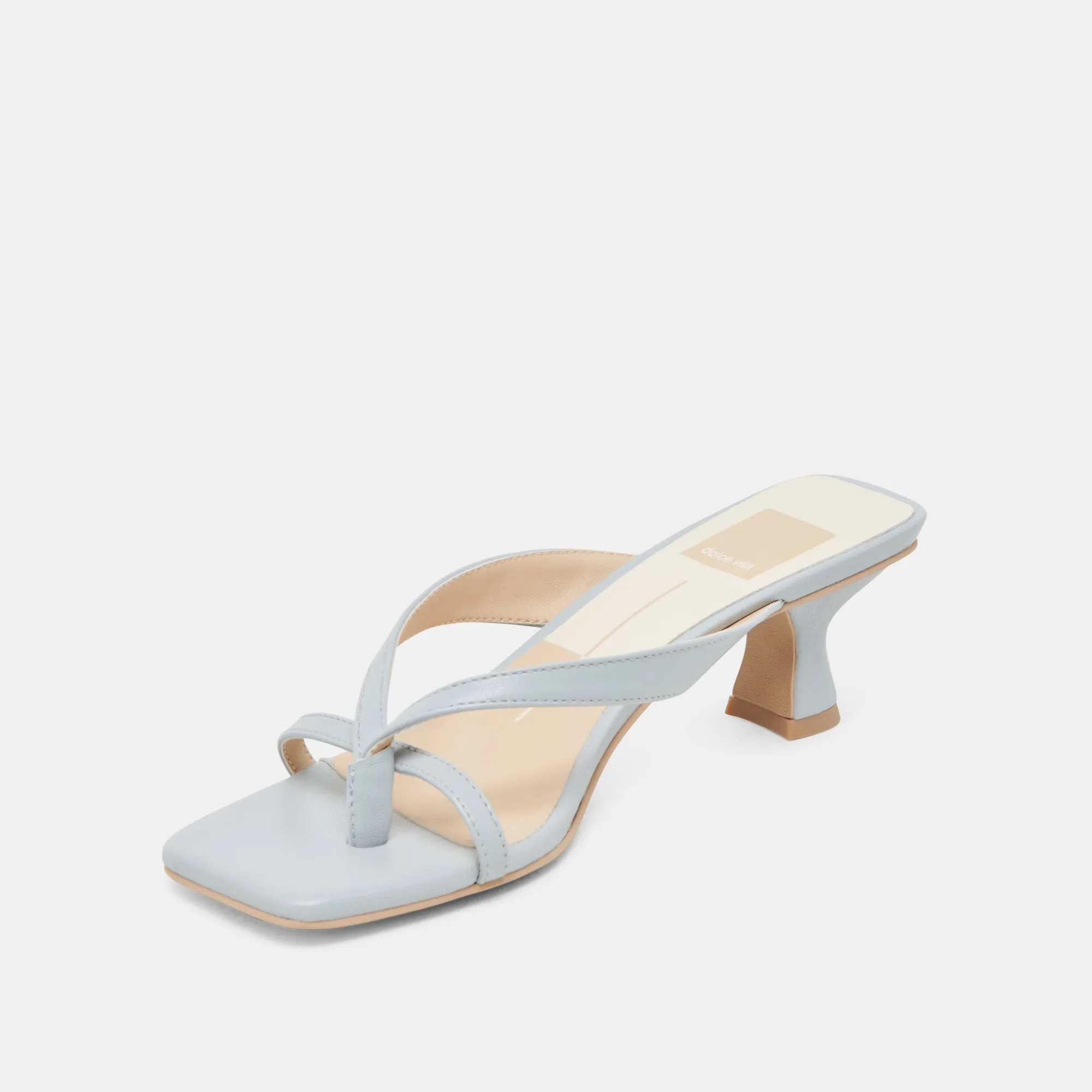 Chic Sandals for Day BREVEL WIDE HEELS LIGHT BLUE LEATHER