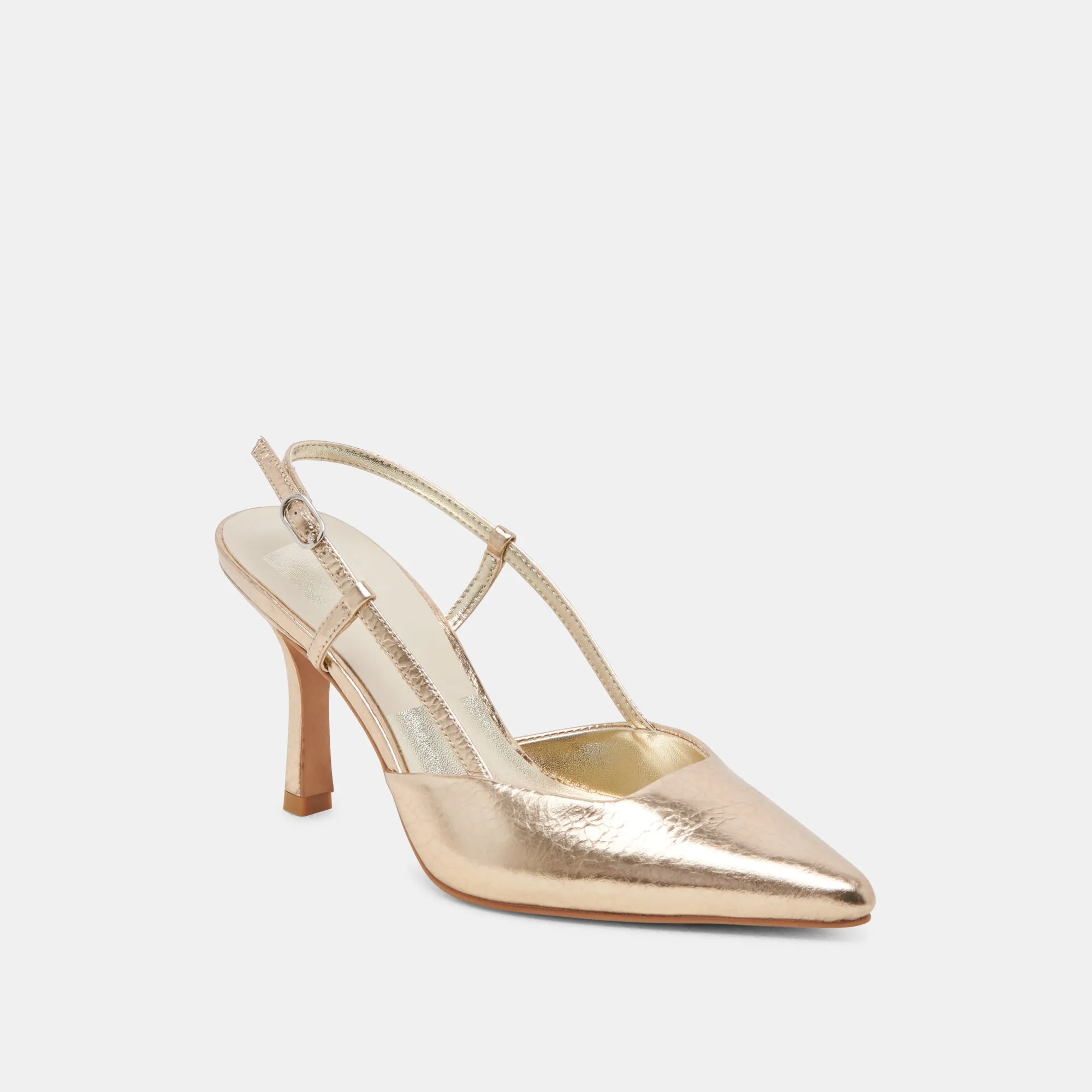KIM HEELS GOLD DISTRESSED LEATHER Designer Stilettos