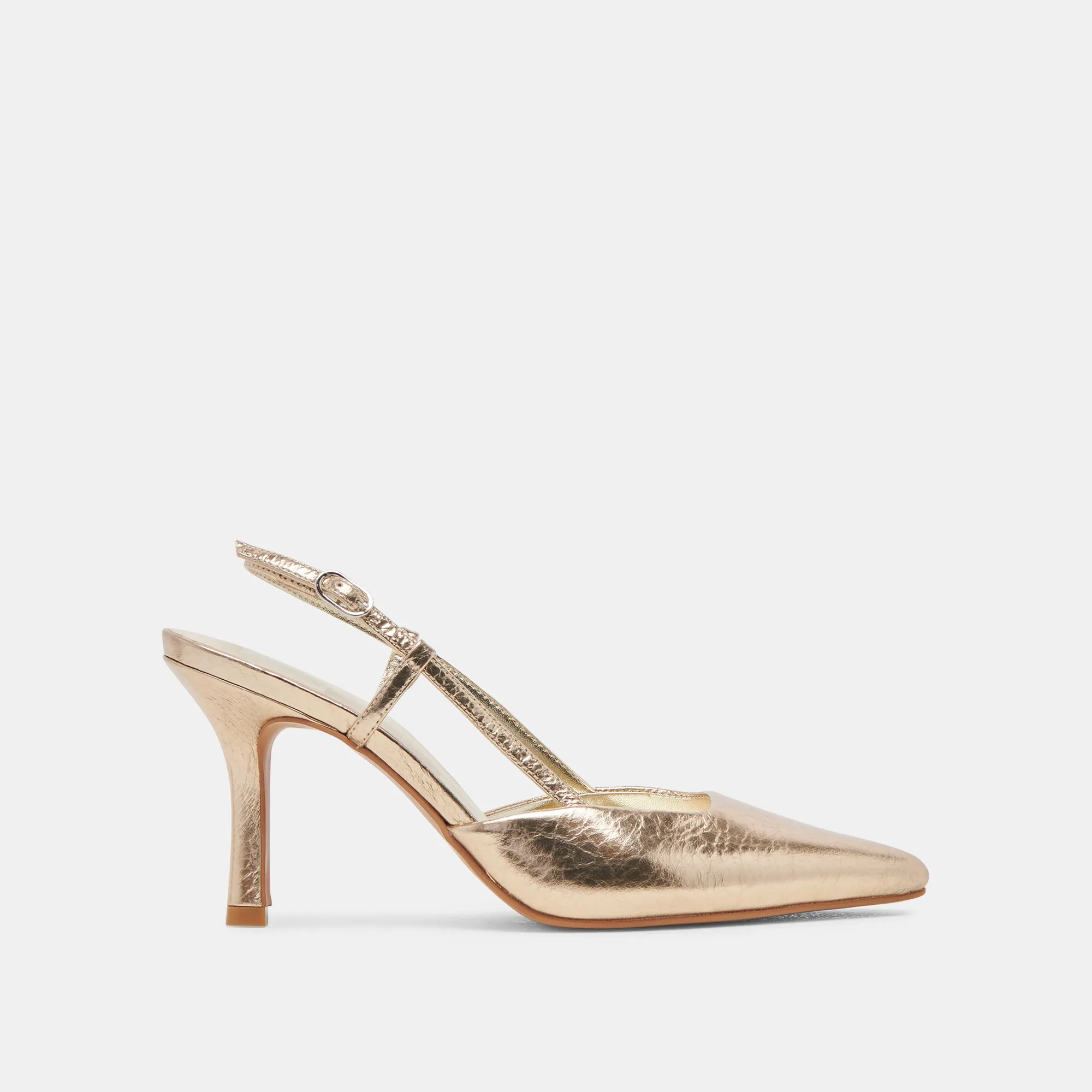KIM HEELS GOLD DISTRESSED LEATHER Slip Resistant Outsole