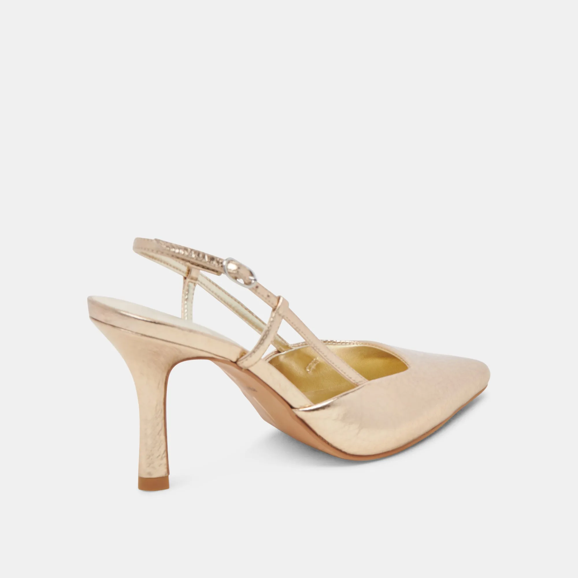 KIM HEELS GOLD DISTRESSED LEATHER Lightweight Design