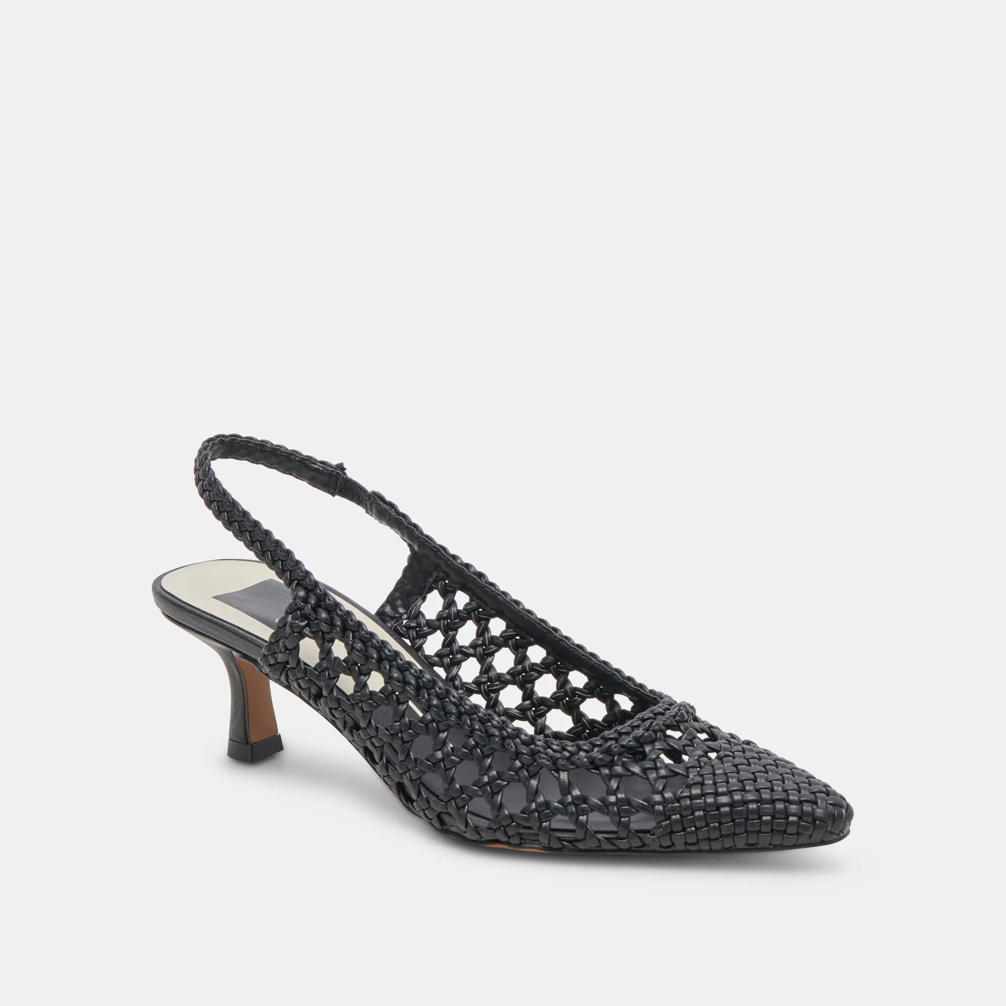 Peep Toe Leather Pumps Boho Chic Heels OLYMPA HEELS BLACK STELLA