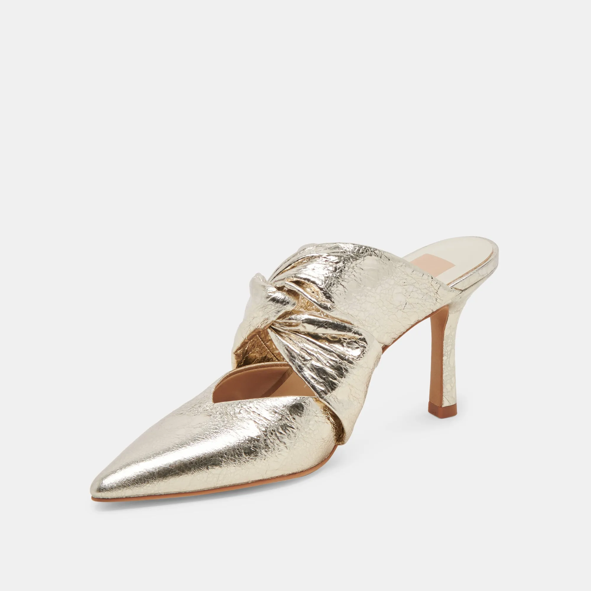 KELSY HEELS PLATINUM DISTRESSED LEATHER Breathable Material Luxe Evening Heels