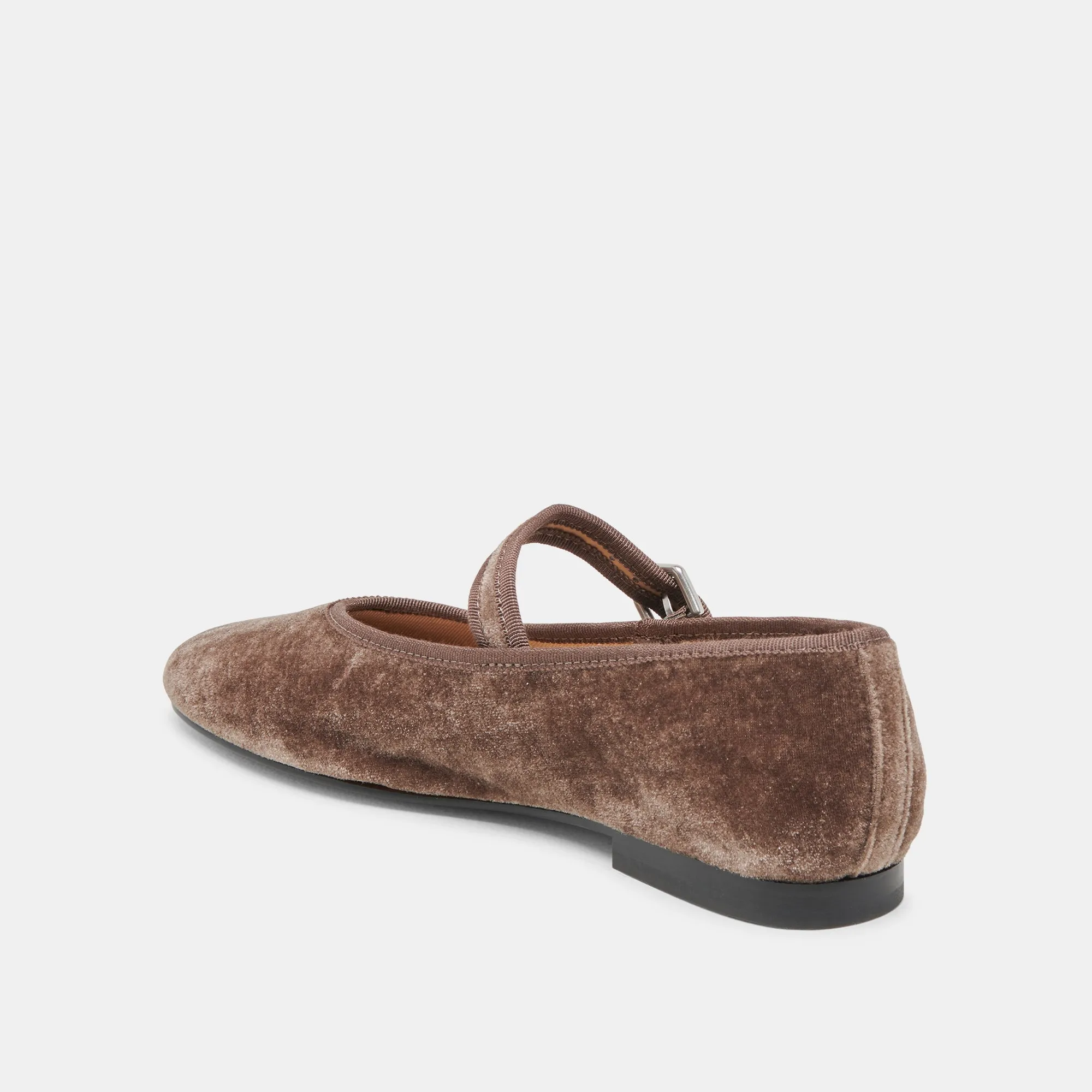ROSLYN BALLET FLATS SMOKE VELVET Ankle Support Square Toe