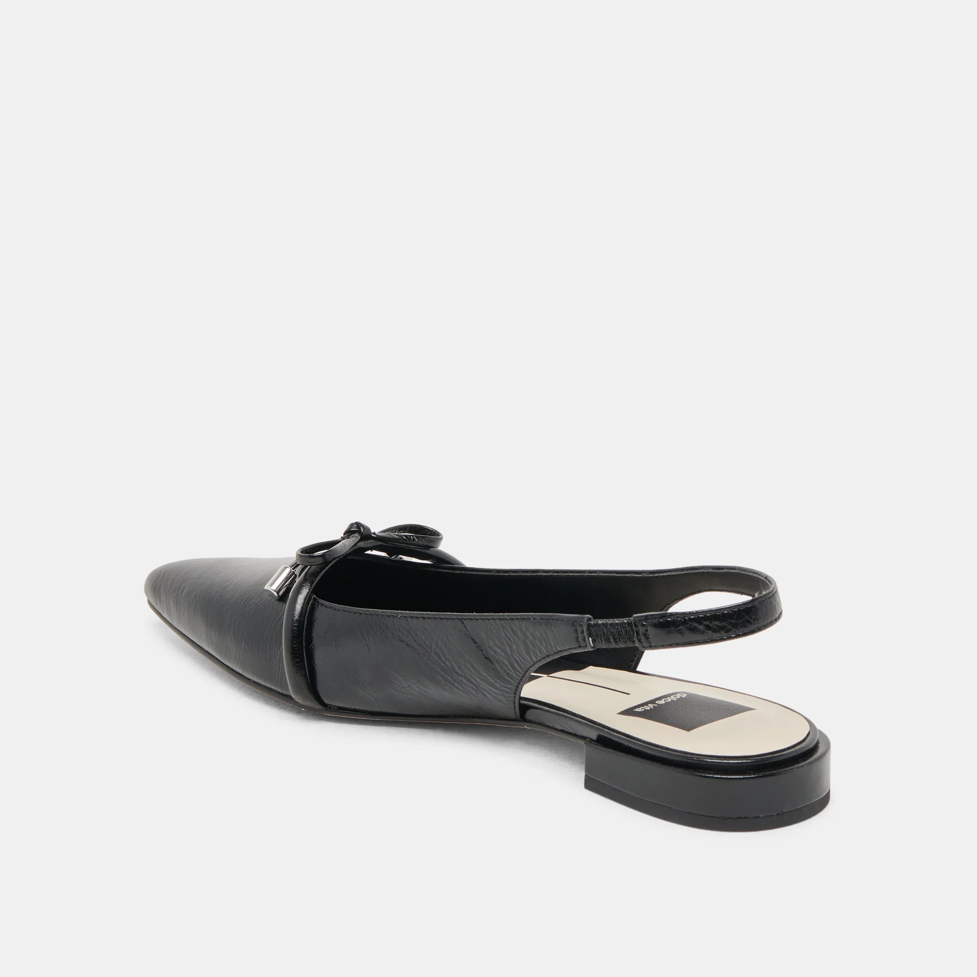 PAYGE FLATS MIDNIGHT CRINKLE PATENT Padded collar