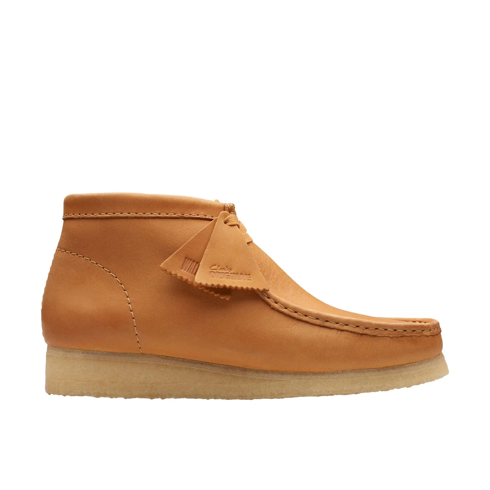 Clarks Wallabee Boot Mid 26176627 Mens Brown Leather Lace Up Chukkas Boots Horse Riding Sleek Construction