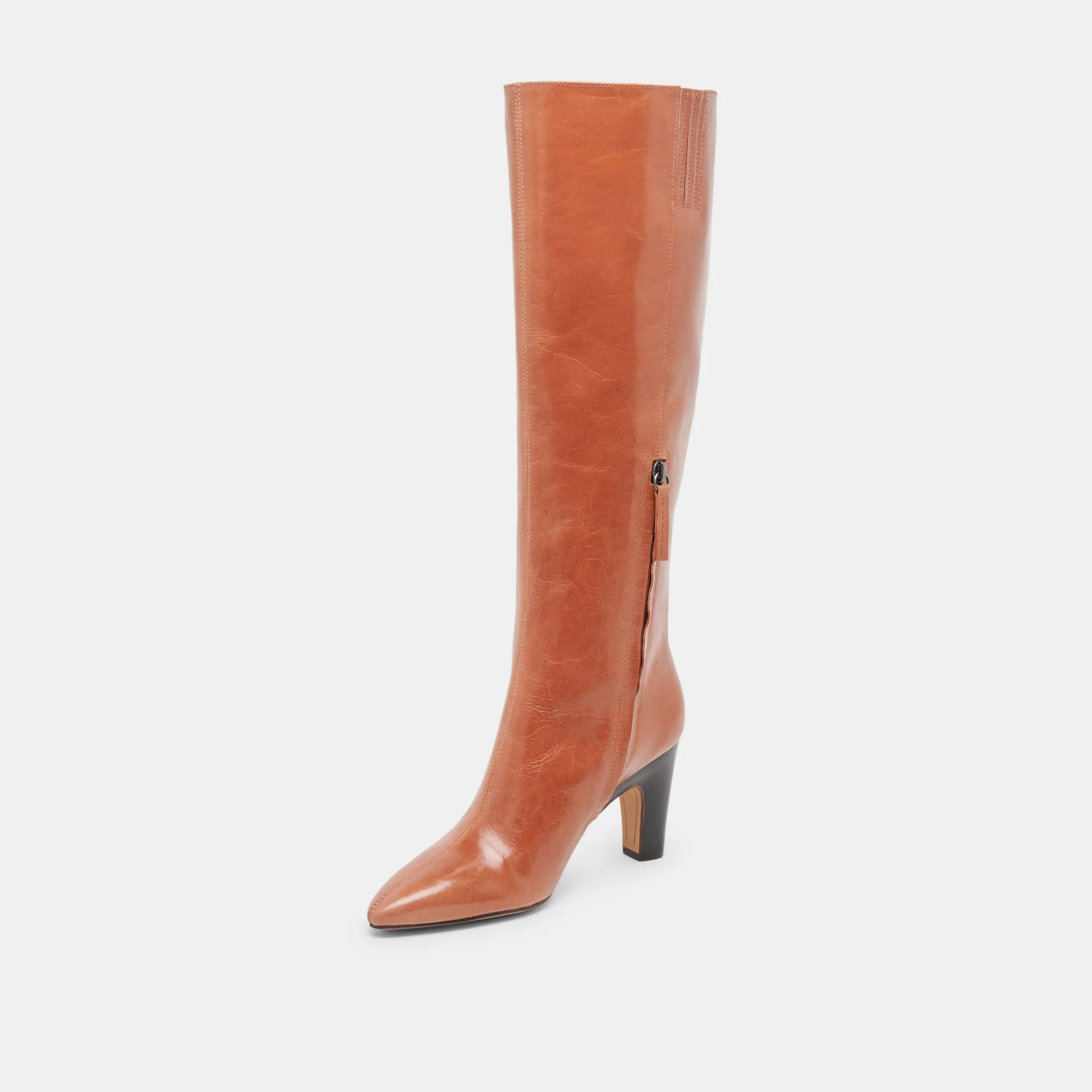 Elastic Gusset NELAS WIDE CALF BOOTS COGNAC LEATHER