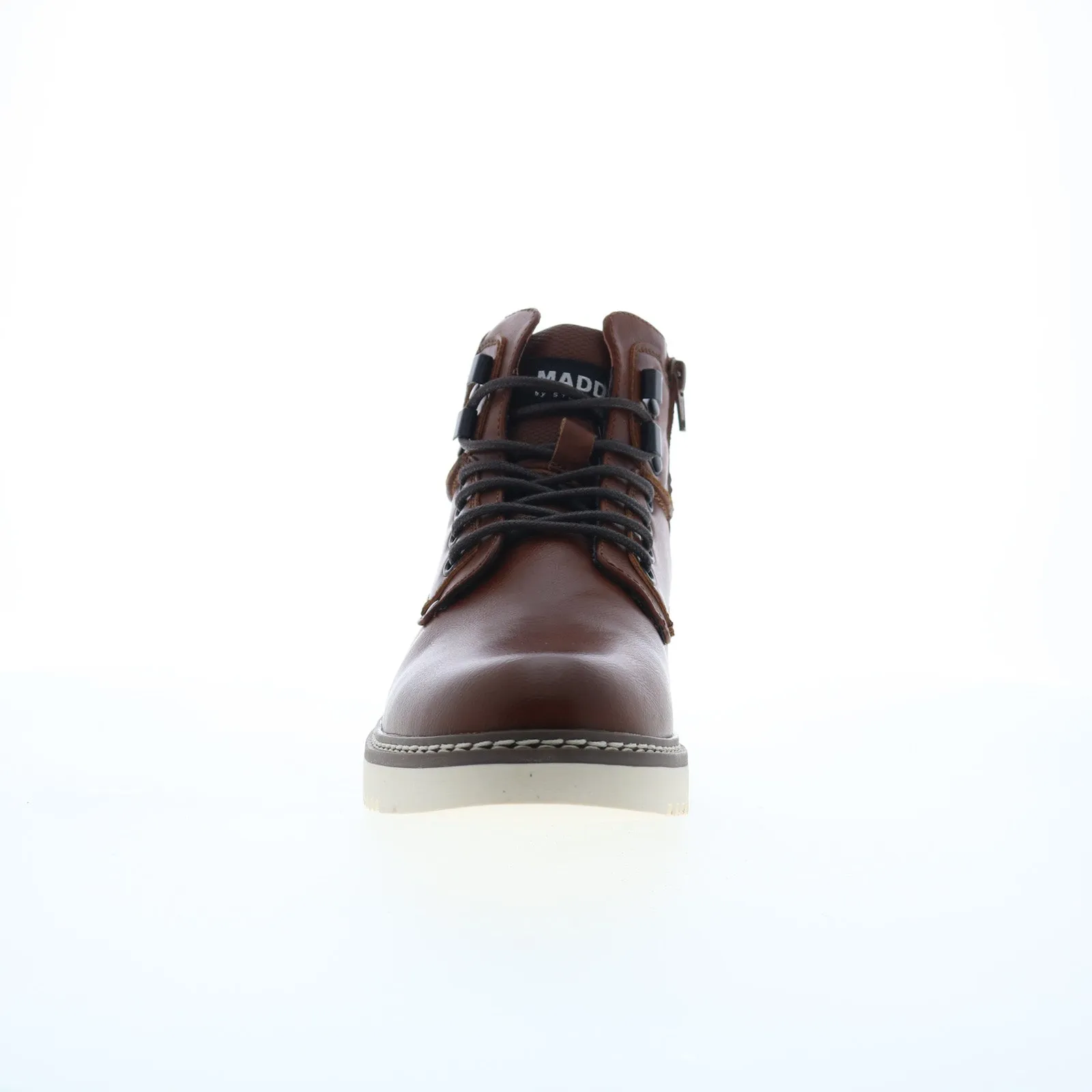 Steve Madden M-Delwar Mens Brown Leather Lace Up Casual Dress Boots Everyday Style