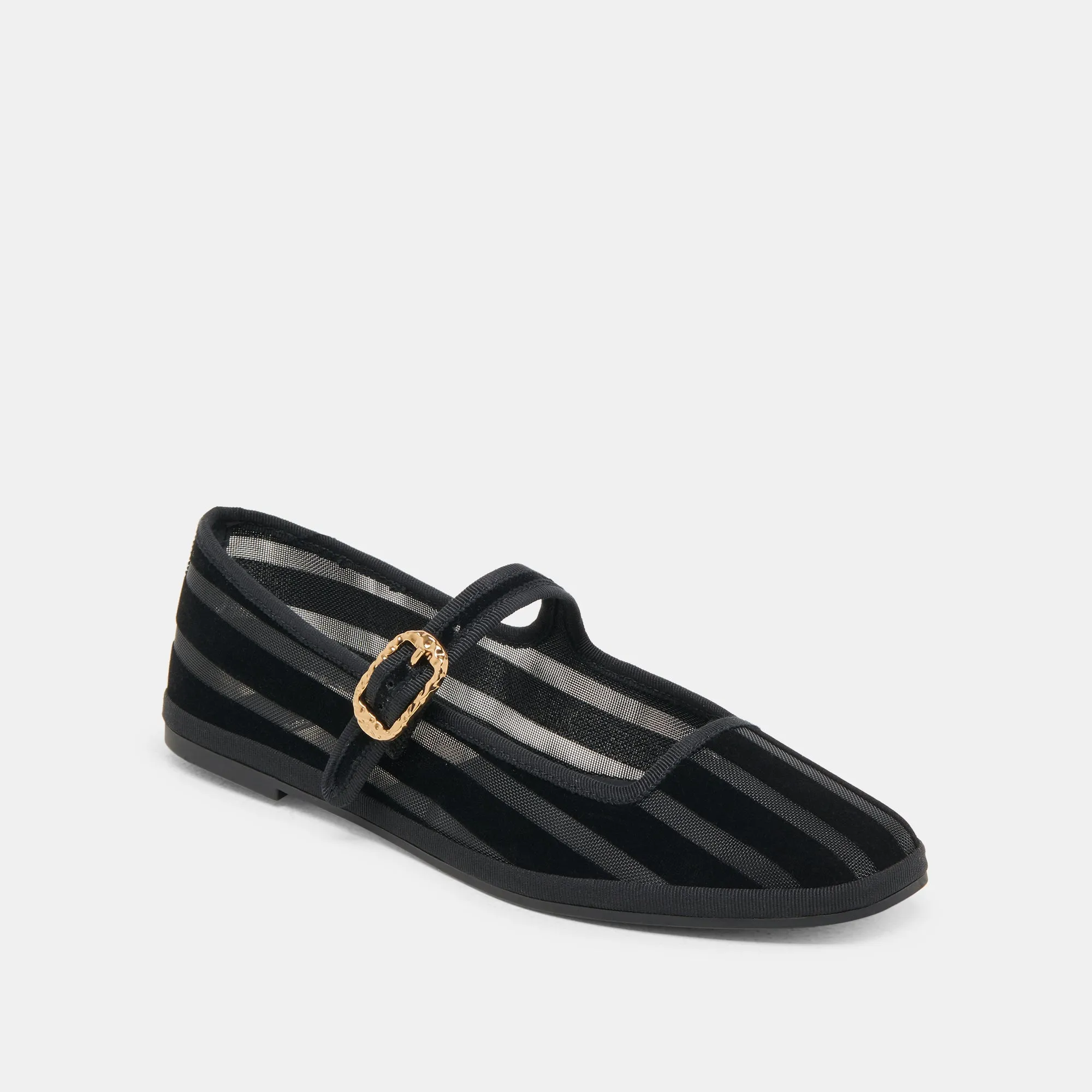 TAMEKA BALLET FLATS BLACK STRIPE MESH Morning Step Health Step