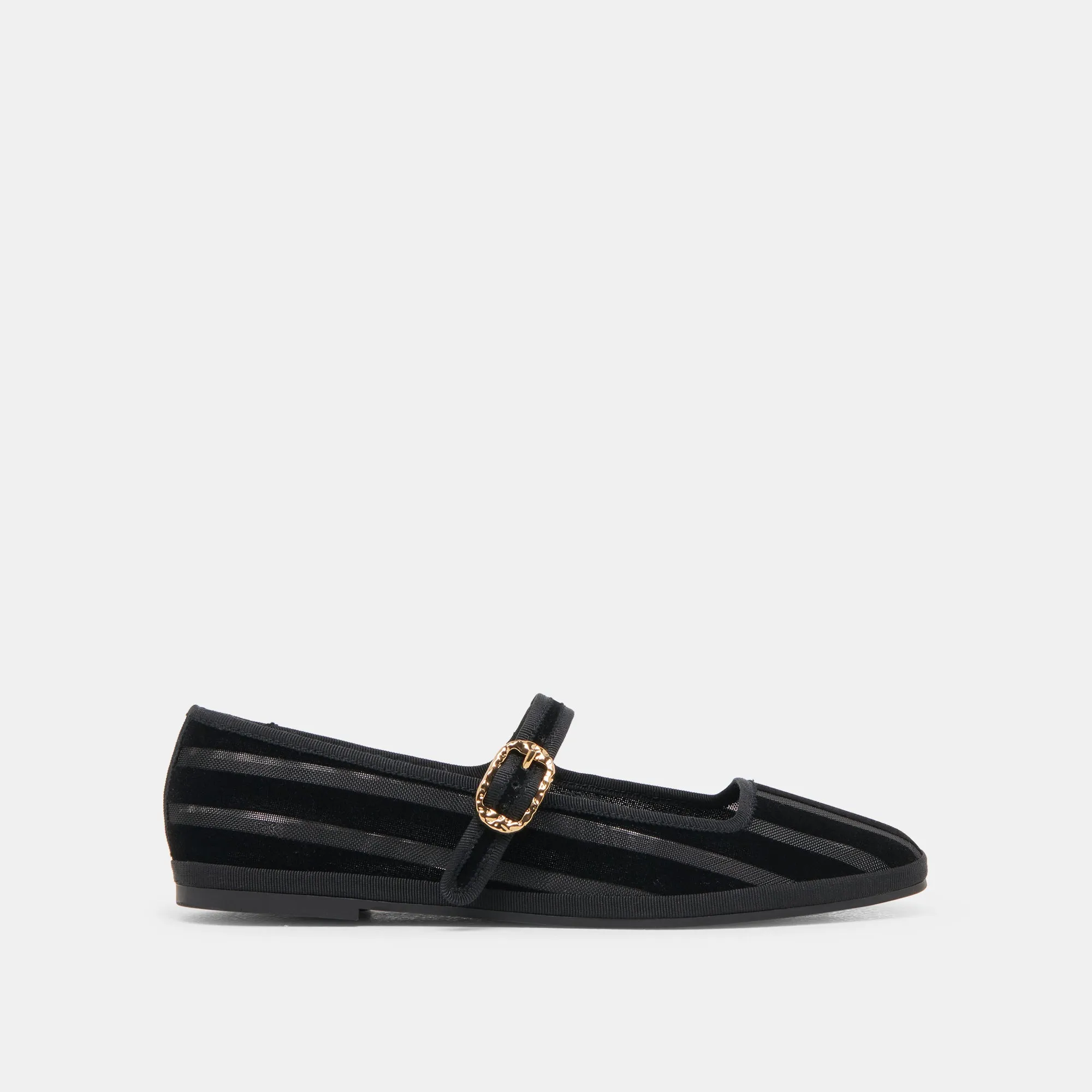 Outfit Walk TAMEKA BALLET FLATS BLACK STRIPE MESH