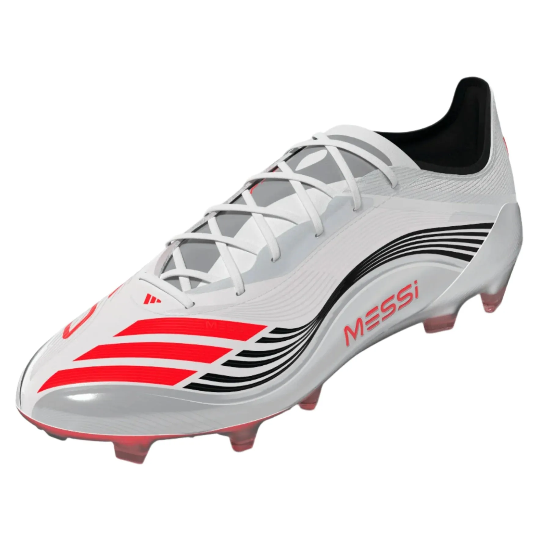 adidas F50 Messi Elite FG Soccer Cleats (White/Lucid Red/Silver Metallic) Center Control Speed Action