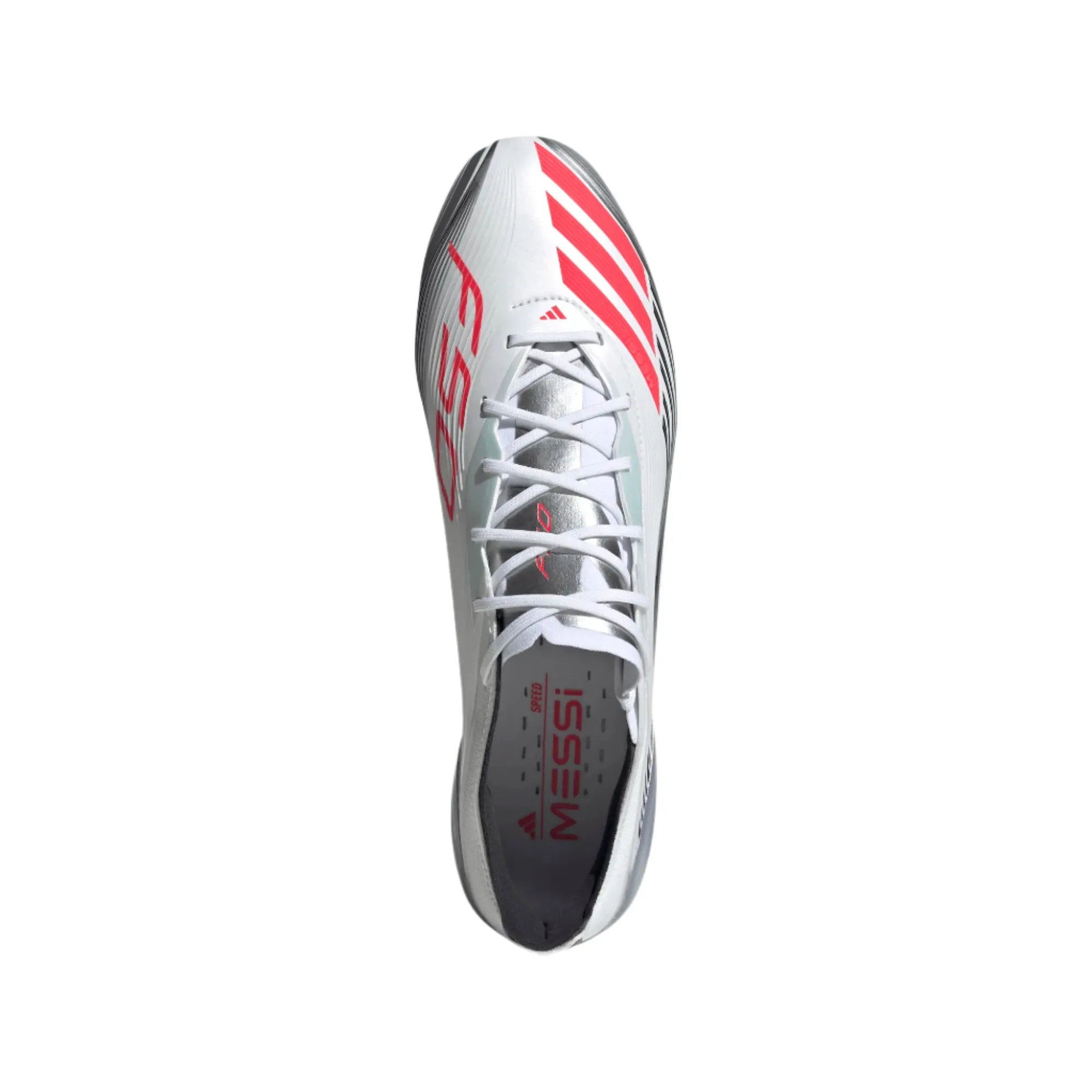 adidas F50 Messi Elite FG Soccer Cleats (White/Lucid Red/Silver Metallic) Foot Pressure