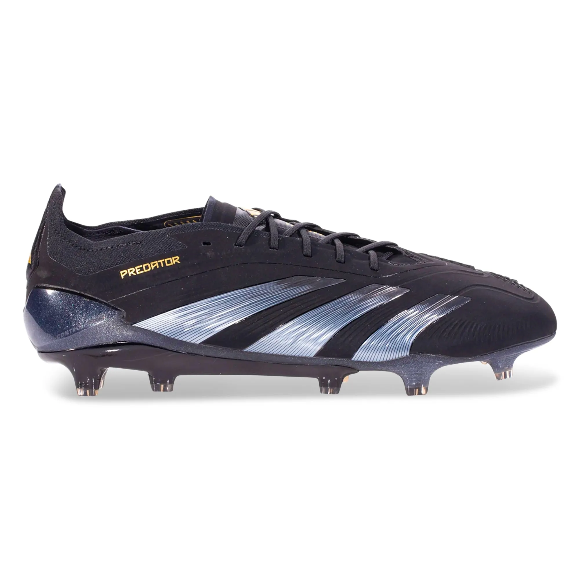 adidas Predator Elite FG Soccer Cleats (Black/Iron Metallic) Comfort Fit