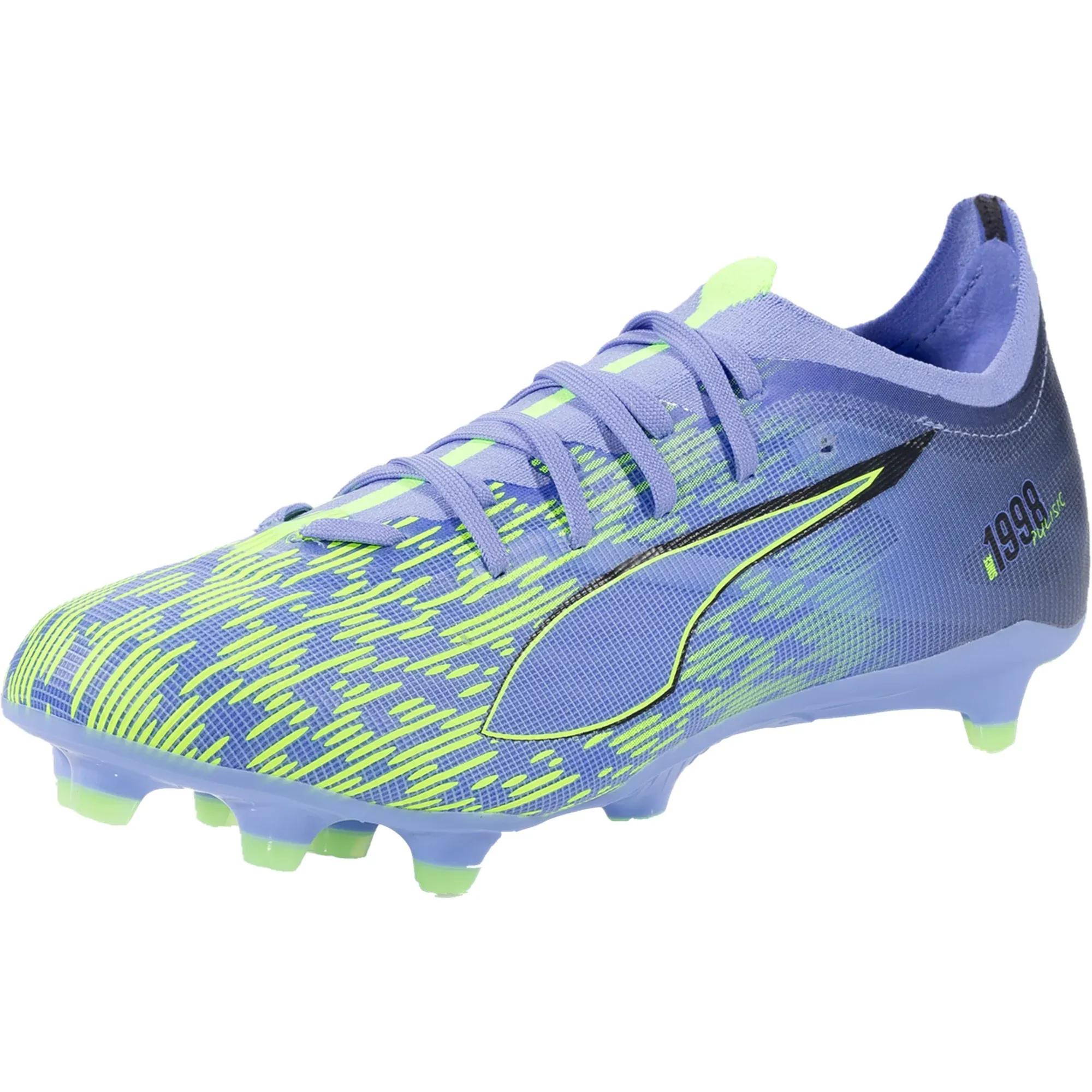 Fitness Fan Heel Support Puma Ultra 5 Match Chasing FG Soccer Cleats (Elektro Purple/Green Glare)
