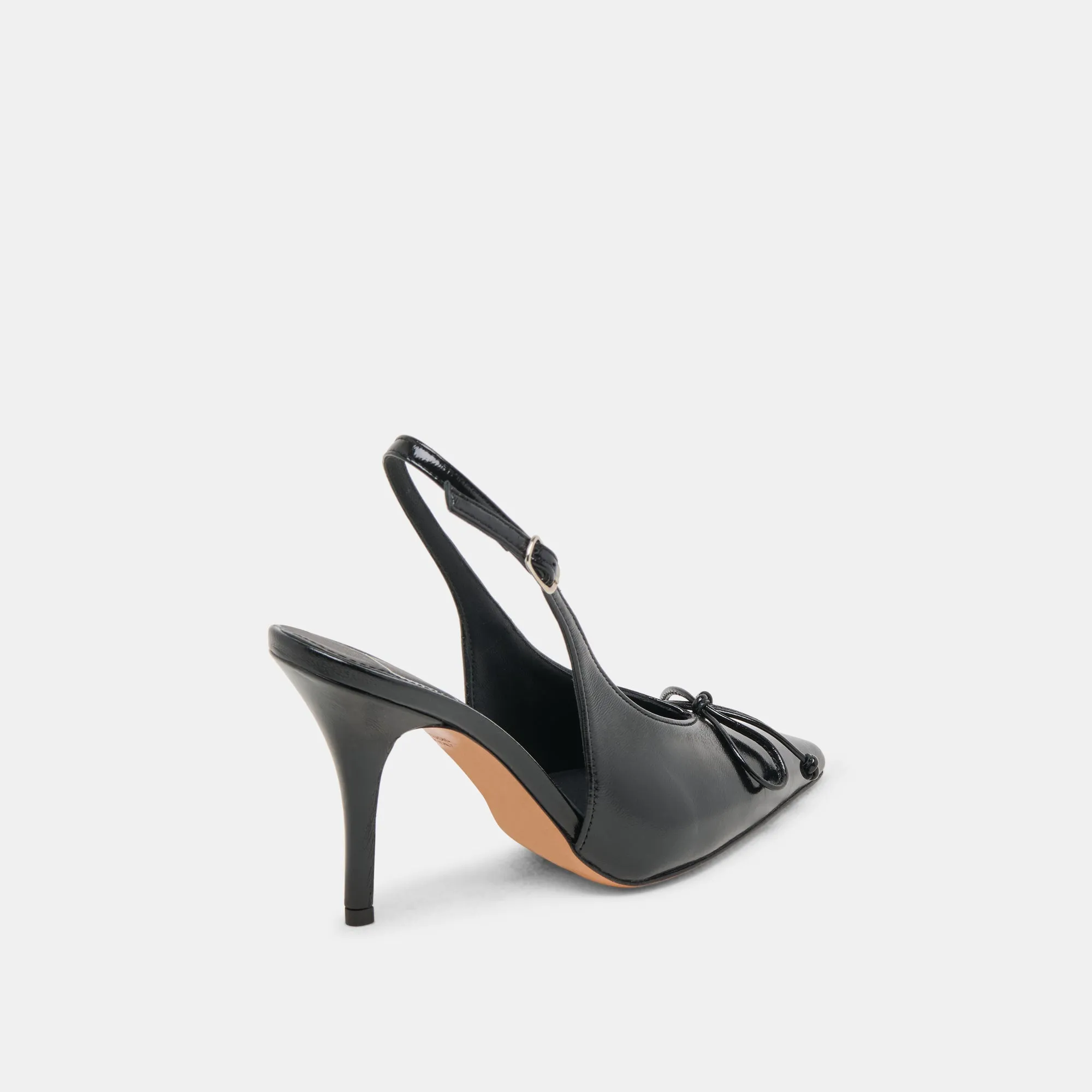 Cushioned heel Open Toe Heels GEENA HEELS BLACK LEATHER