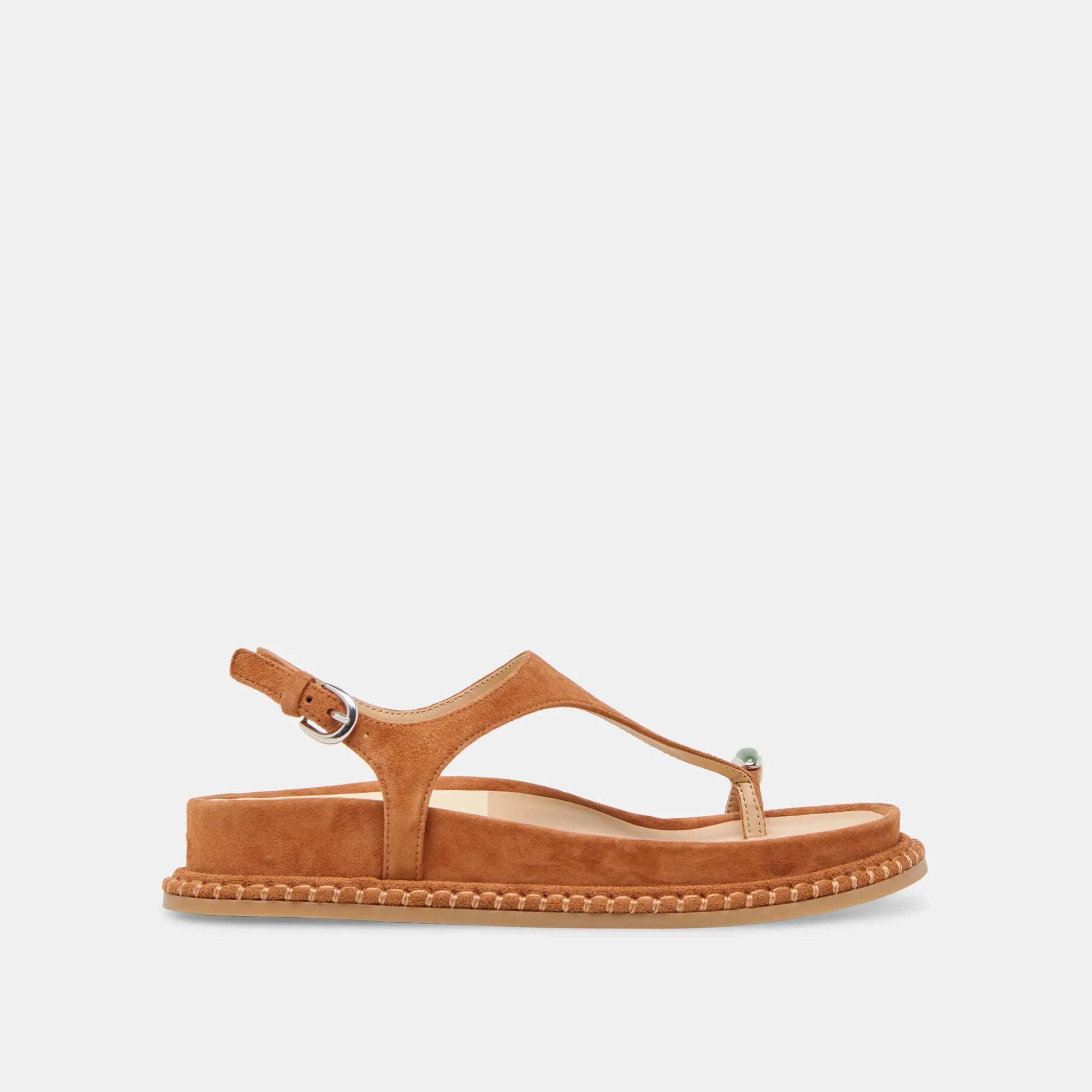 Street Ready Slim Shape STEFAN GEMSTONE SANDALS CARAMEL SUEDE