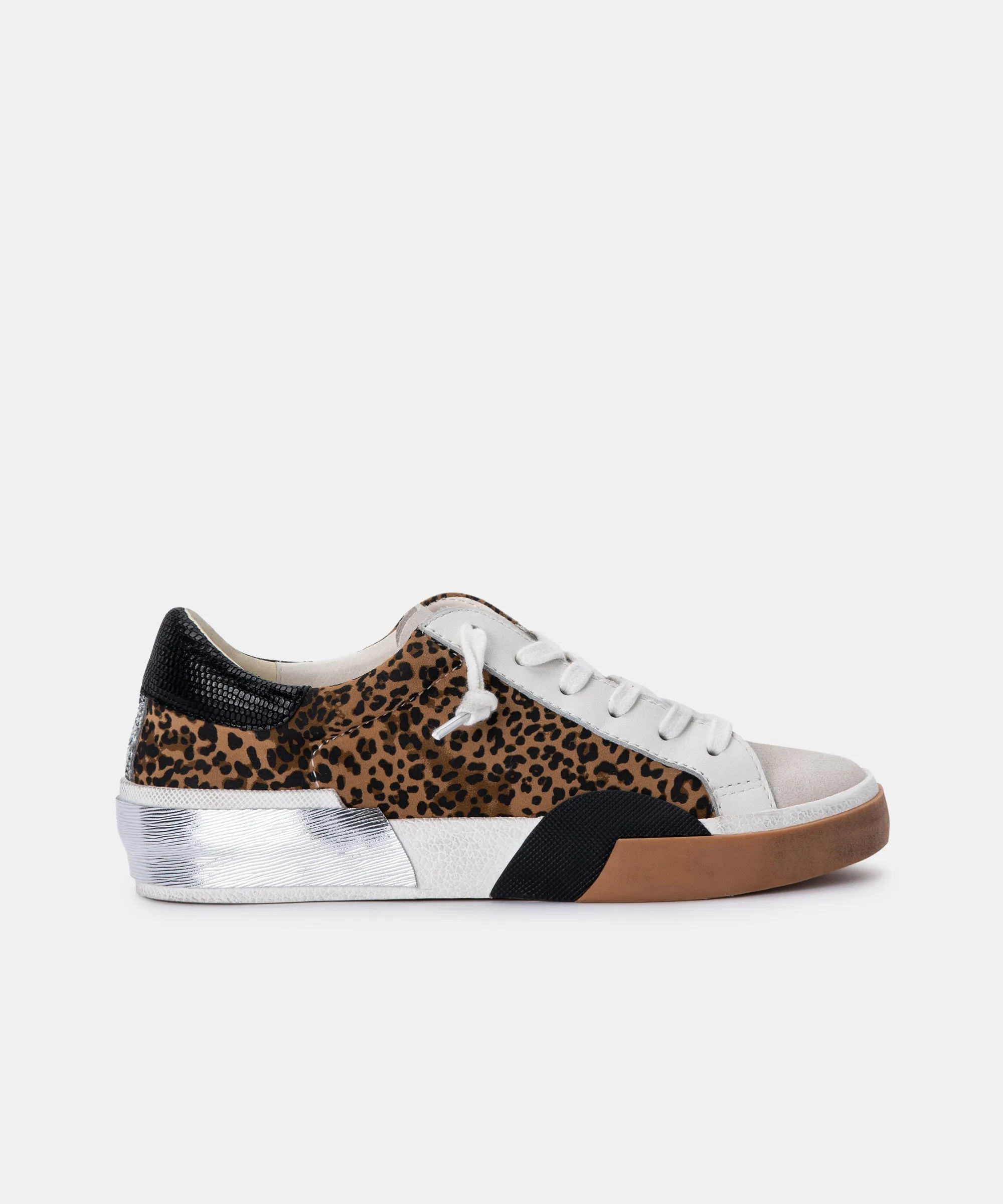 Lightweight Fit ZINA SNEAKERS TAN BLACK DUSTED LEOPARD SUEDE