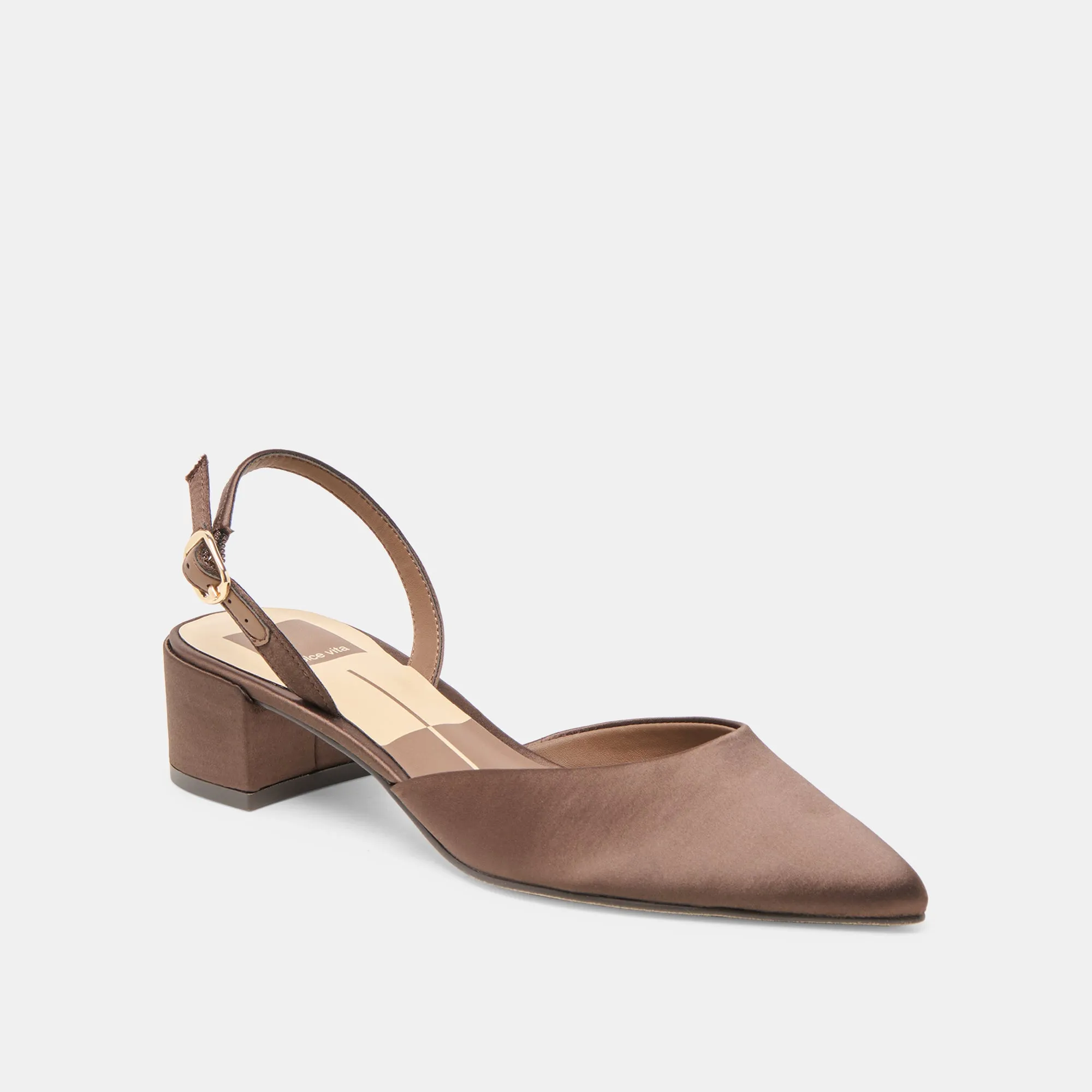 Custom Heels CAREL HEELS DK BROWN SATIN