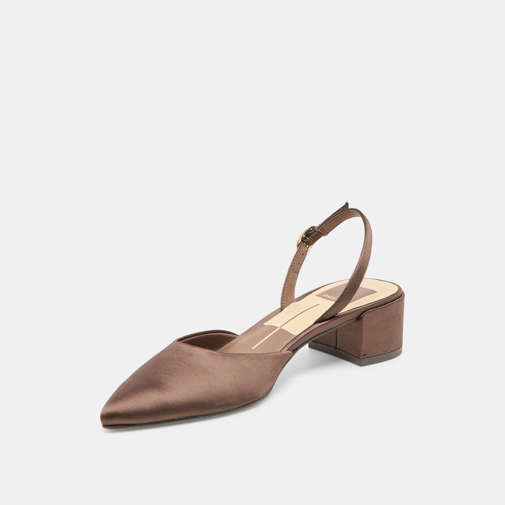 Bridal Stilettos Peep Toe Pumps CAREL HEELS DK BROWN SATIN