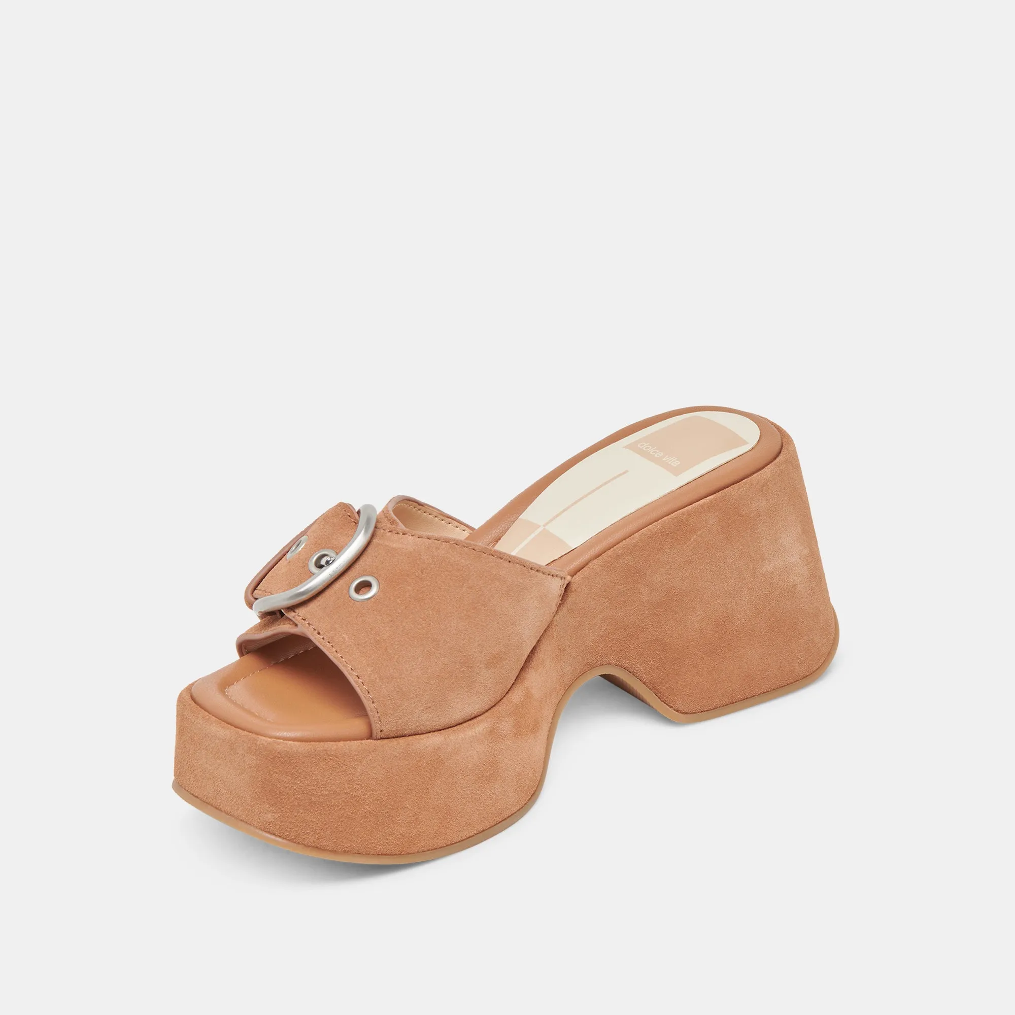 GISEL HEELS SADDLE SUEDE Vegan Heels Gold High Heeled Sandals