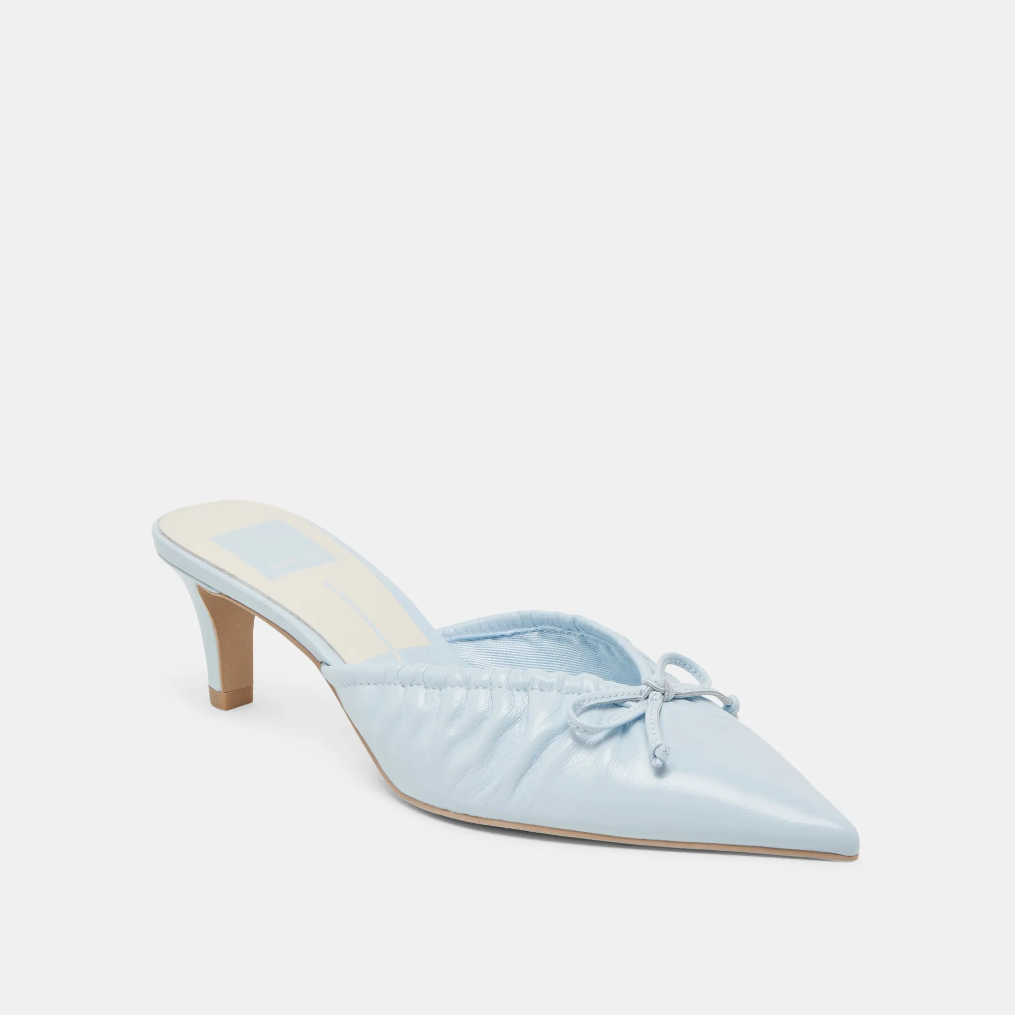 Wedding Reception Shoes KAIRI MID HEELS ICE BLUE CRINKLE PATENT