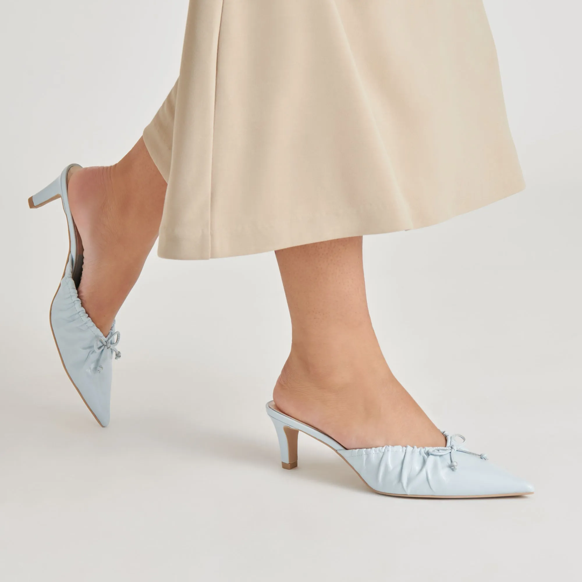 platform sandals Causal Booties KAIRI MID HEELS ICE BLUE CRINKLE PATENT