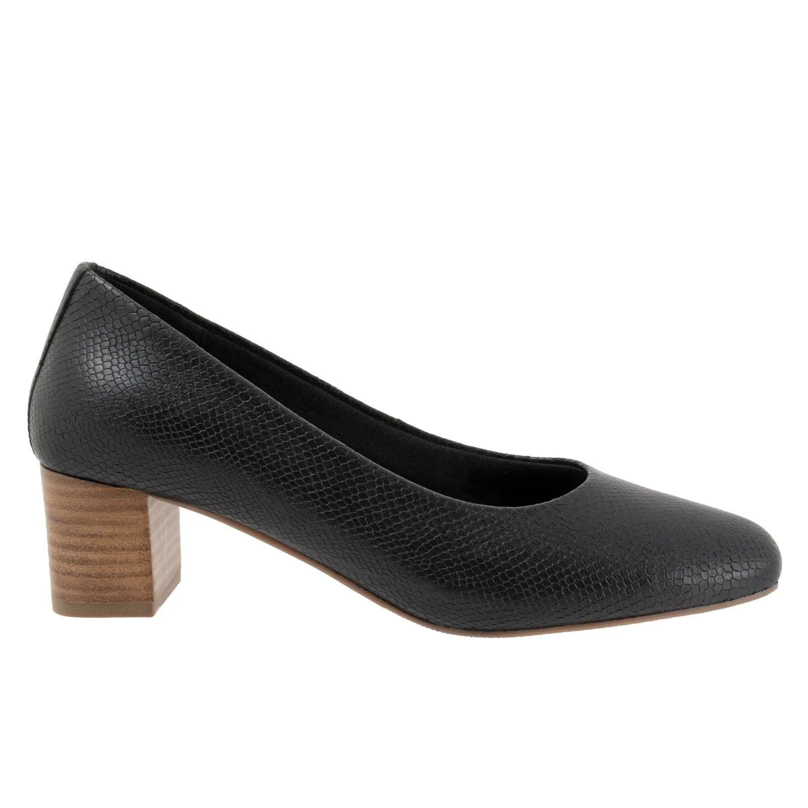 Tuxedo Party Shoes Cute Heels Trotters Daria T2258-018 Womens Black Leather Slip On Pumps Heels Shoes