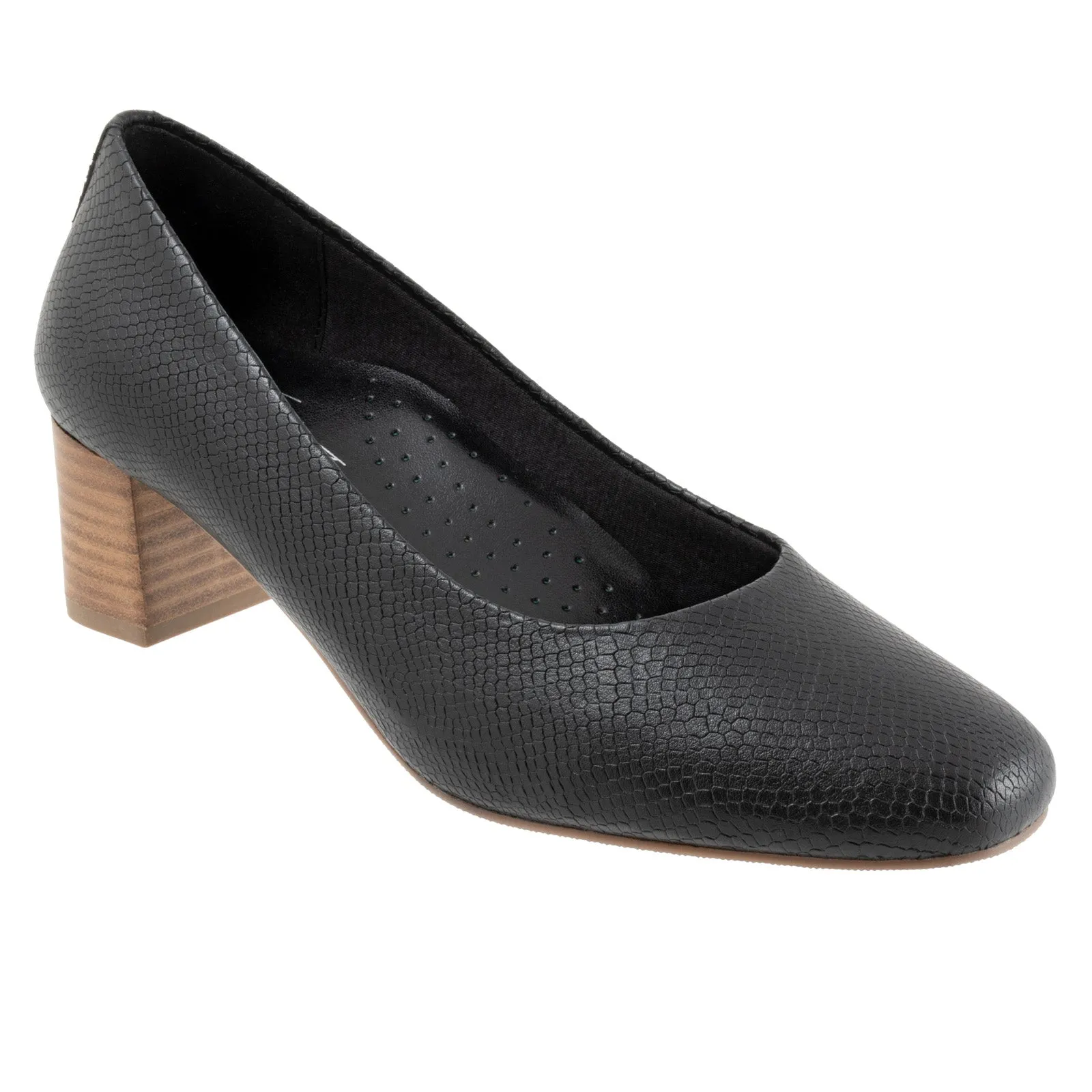Elegant Platform Sandals Suede Heels Trotters Daria T2258-018 Womens Black Leather Slip On Pumps Heels Shoes