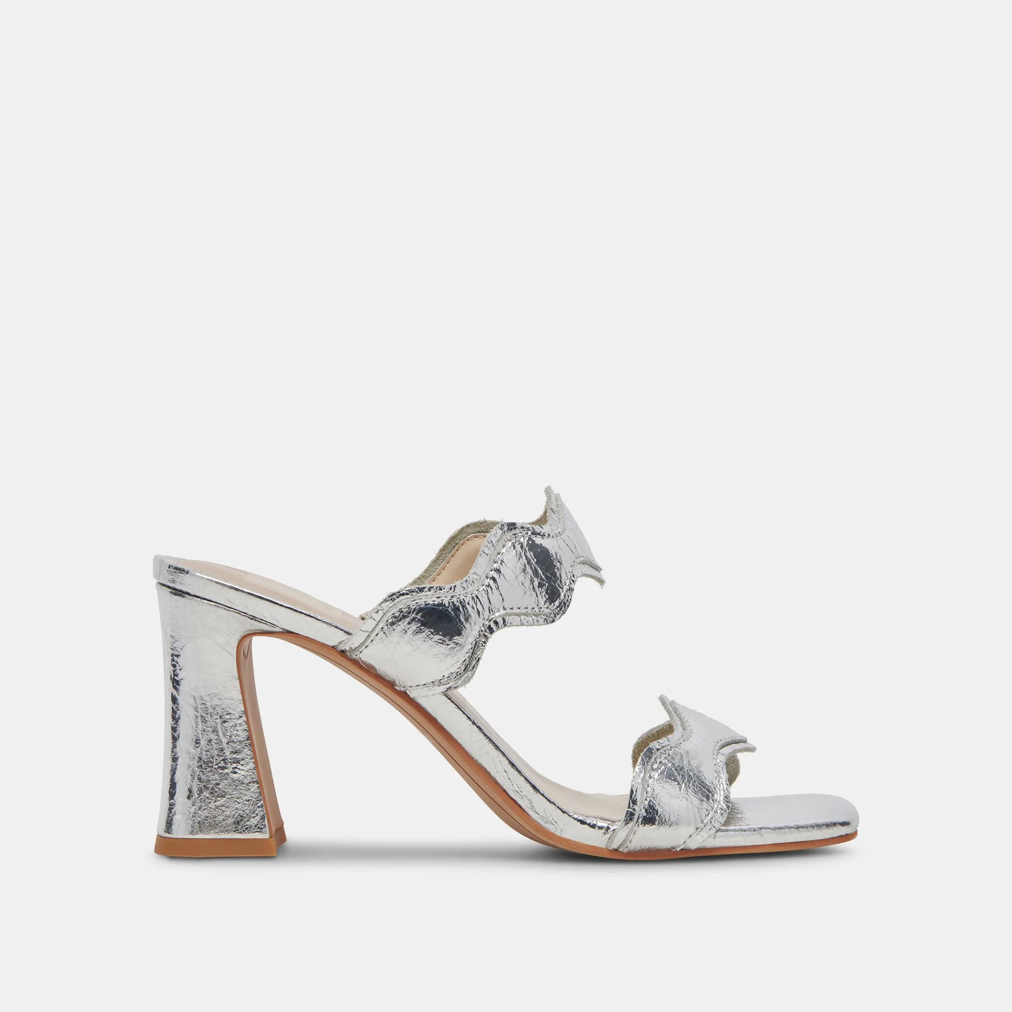 ILVA WIDE HEELS SILVER DISTRESSED LEATHER Breathable Design Comfortable ankle support