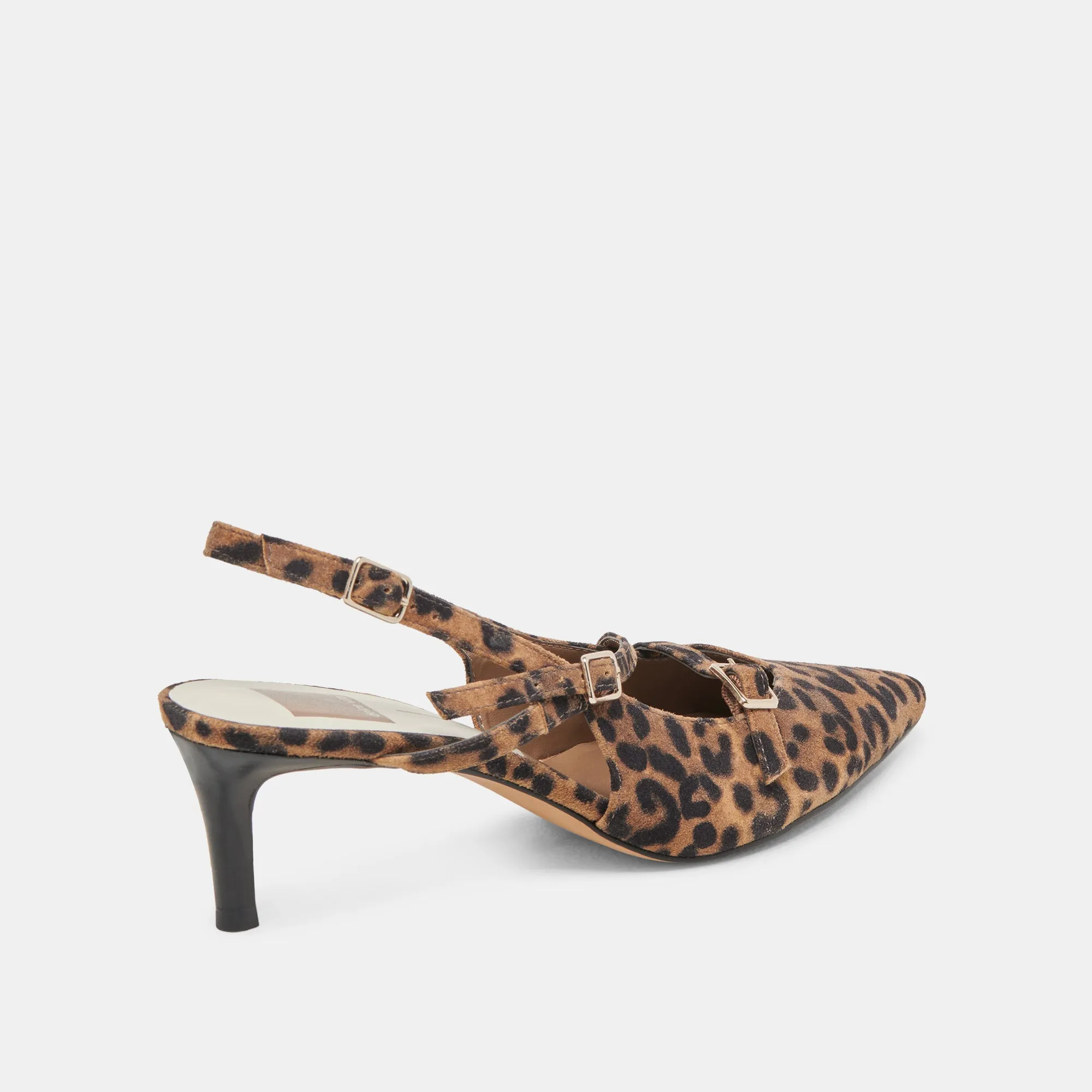 Cushioned heel PAMLA MID WIDE HEELS LEOPARD SUEDE