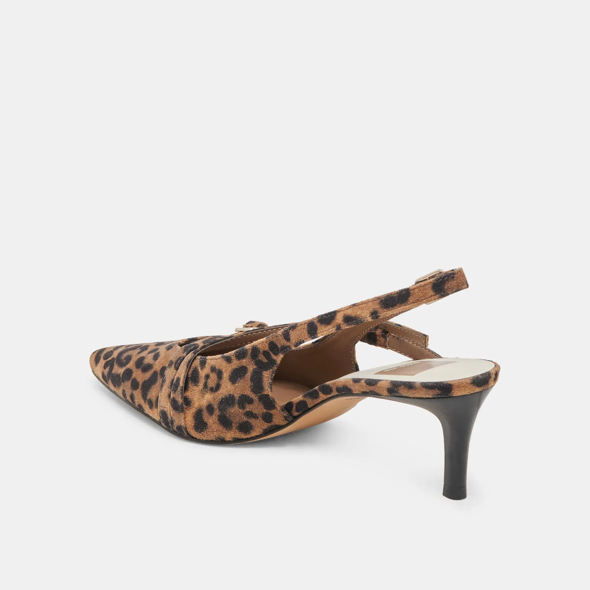 PAMLA MID WIDE HEELS LEOPARD SUEDE Breathable Material Dainty Heels