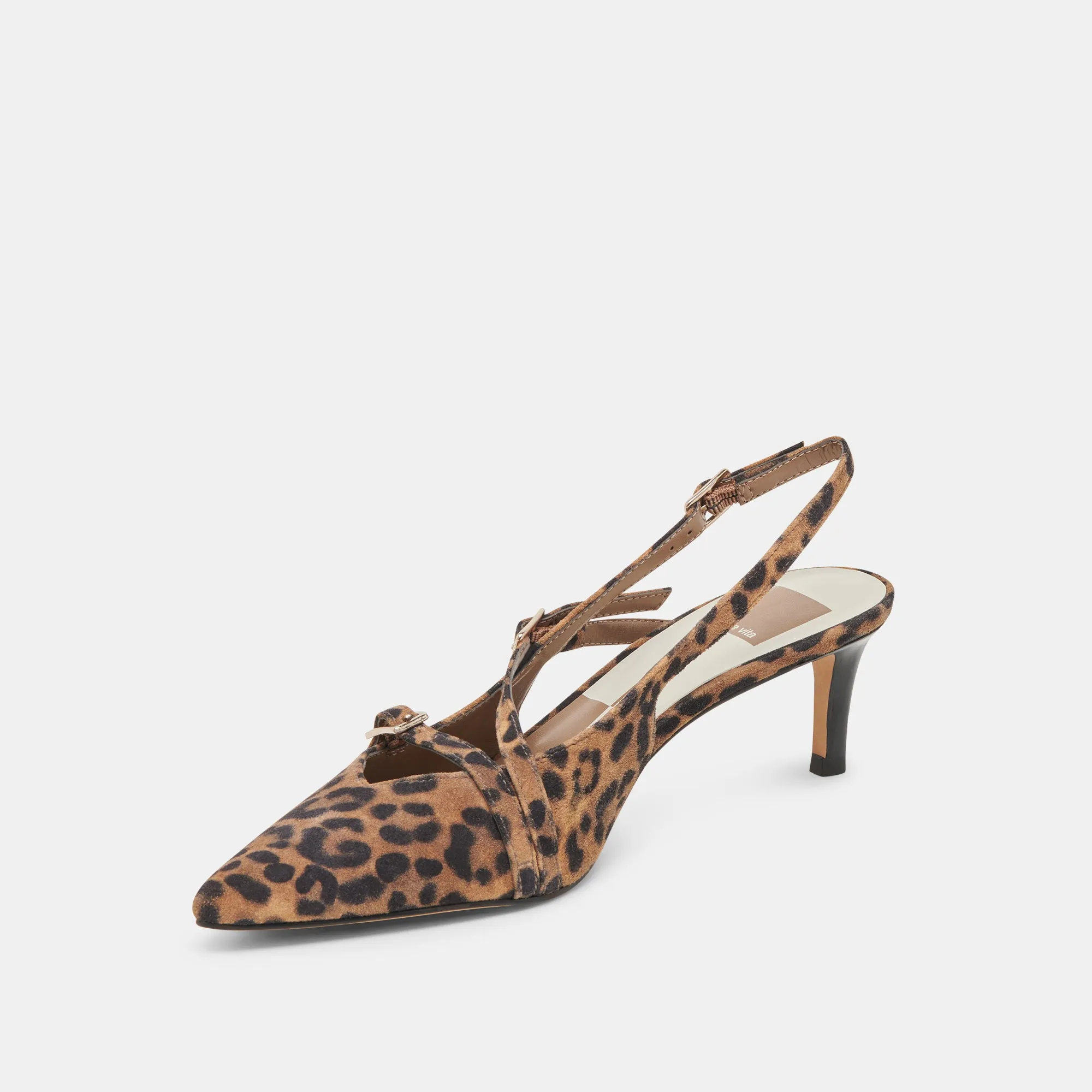 Vegan Wedding Heels PAMLA MID WIDE HEELS LEOPARD SUEDE