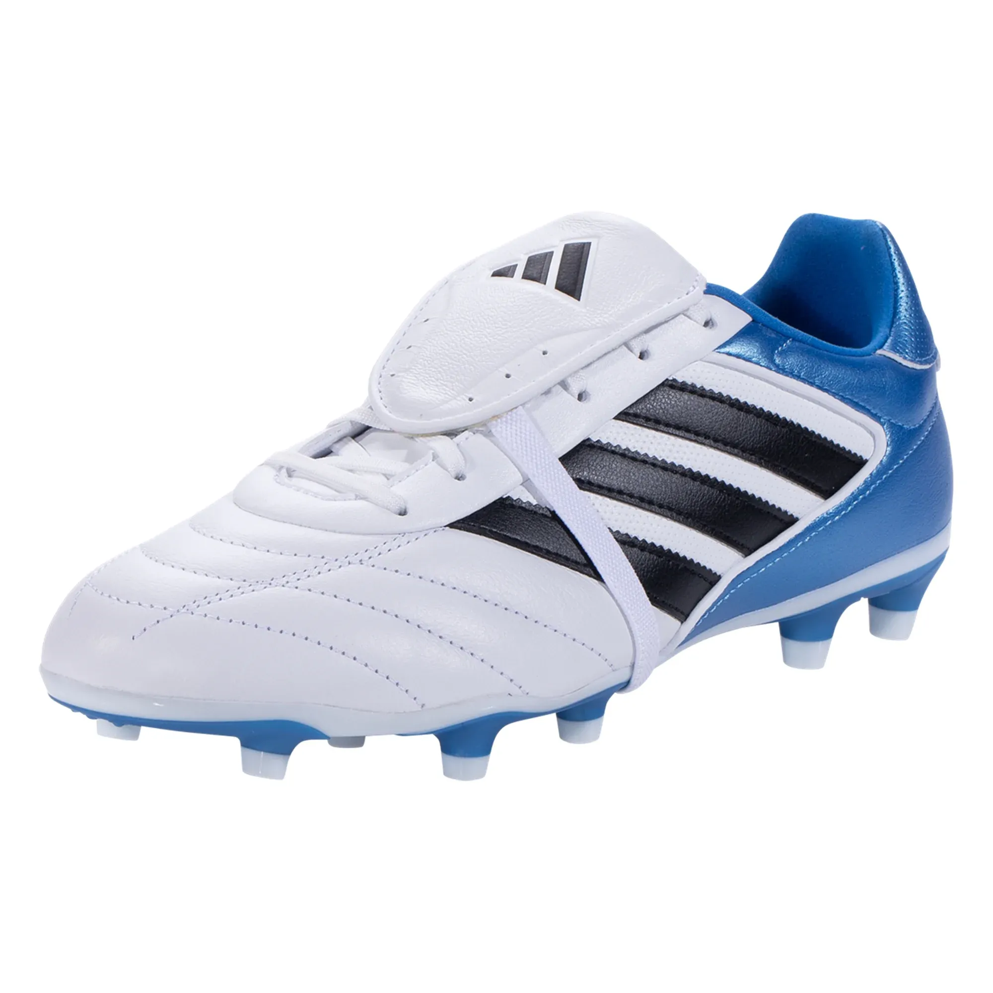 adidas Copa Gloro II FG Soccer Cleats (White/Royal Blue) Rotational Grip Strong Motion