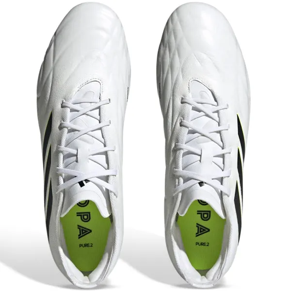 adidas Copa Pure.2 Firm Ground Soccer Cleats (White/Lucid Lemon) Breathable Fit Fitness Level