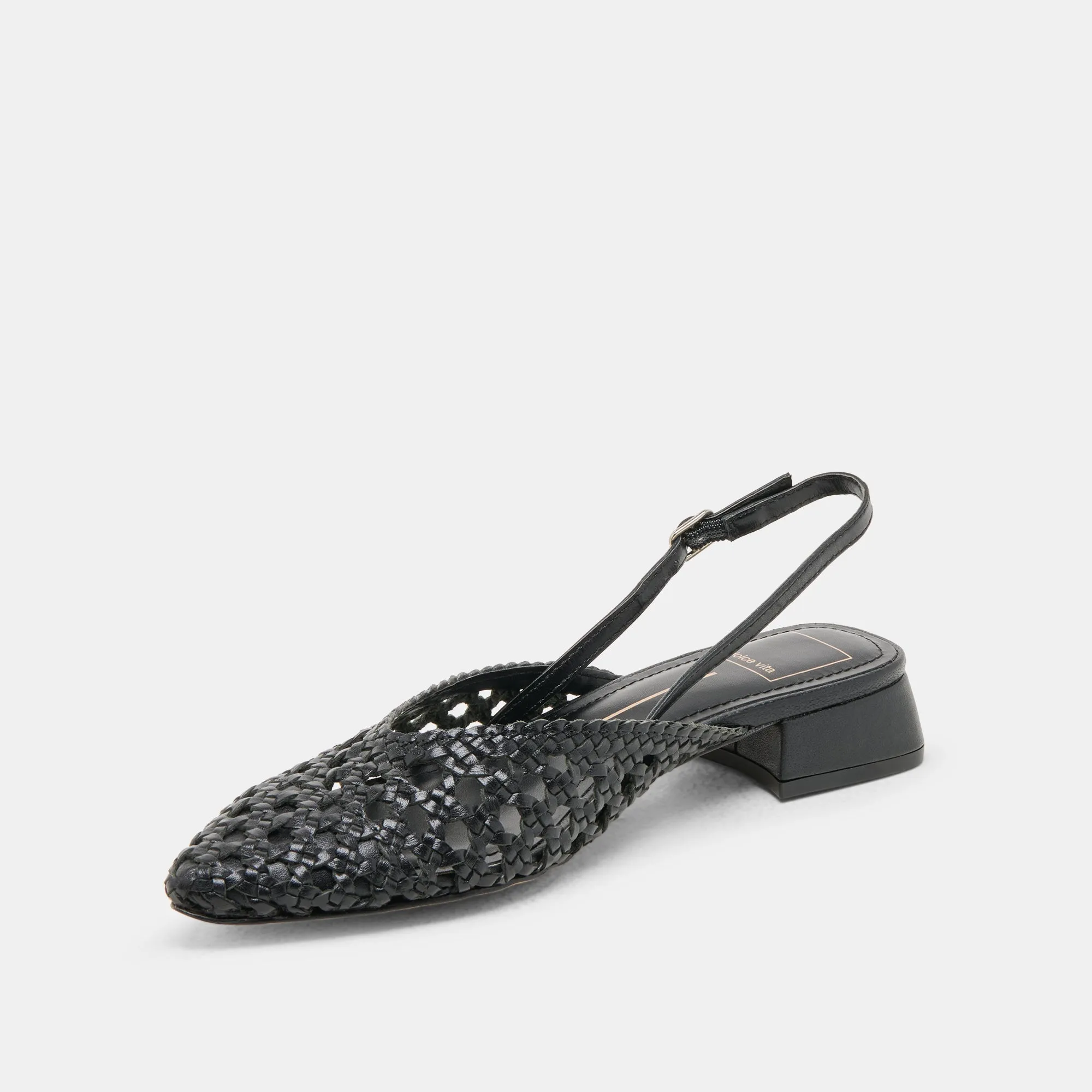 BIRDIE FLATS BLACK WOVEN LEATHER Ship Glow