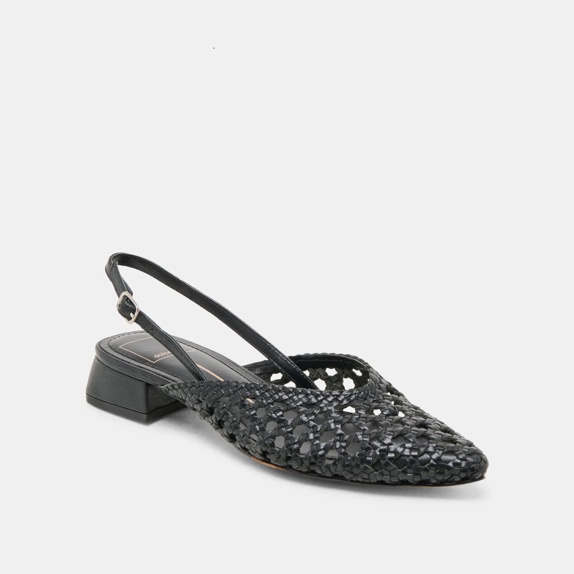 BIRDIE FLATS BLACK WOVEN LEATHER Life Glow