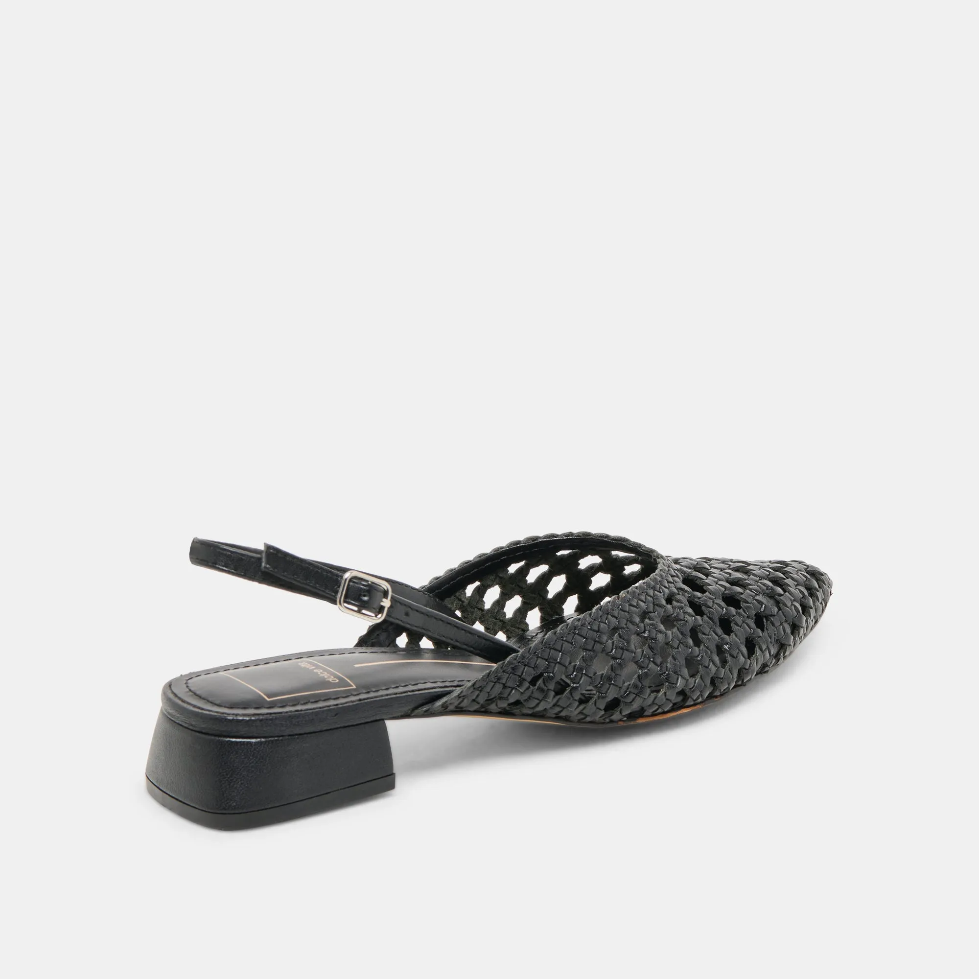 BIRDIE FLATS BLACK WOVEN LEATHER Heel Cushion