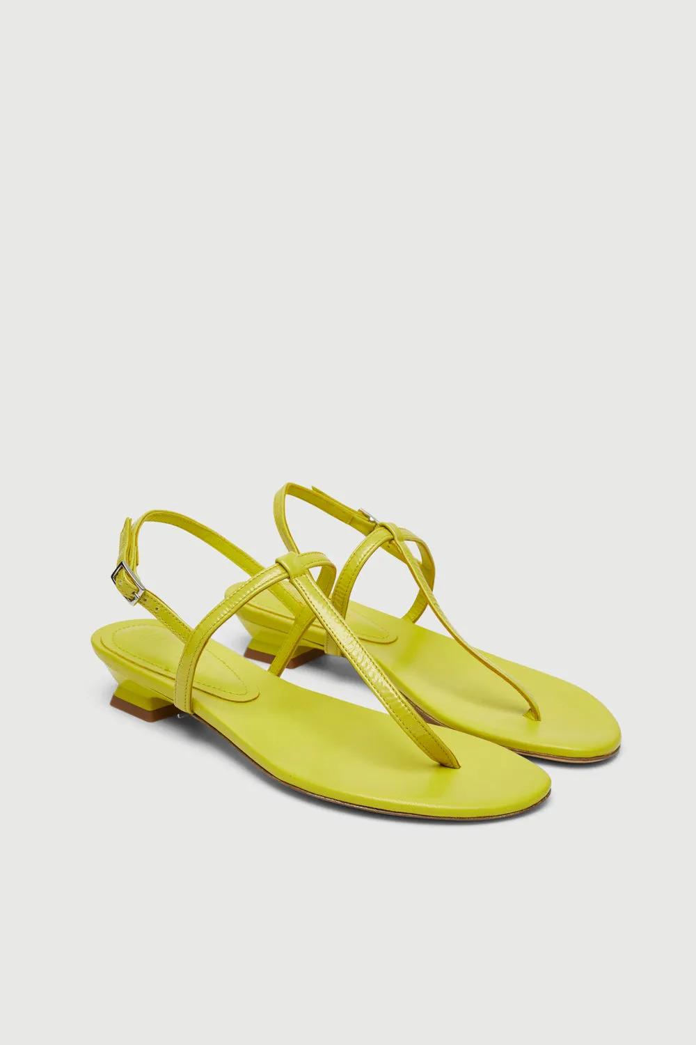 Daphne Sandals in Lime Patent Leather Open Air Casual Style