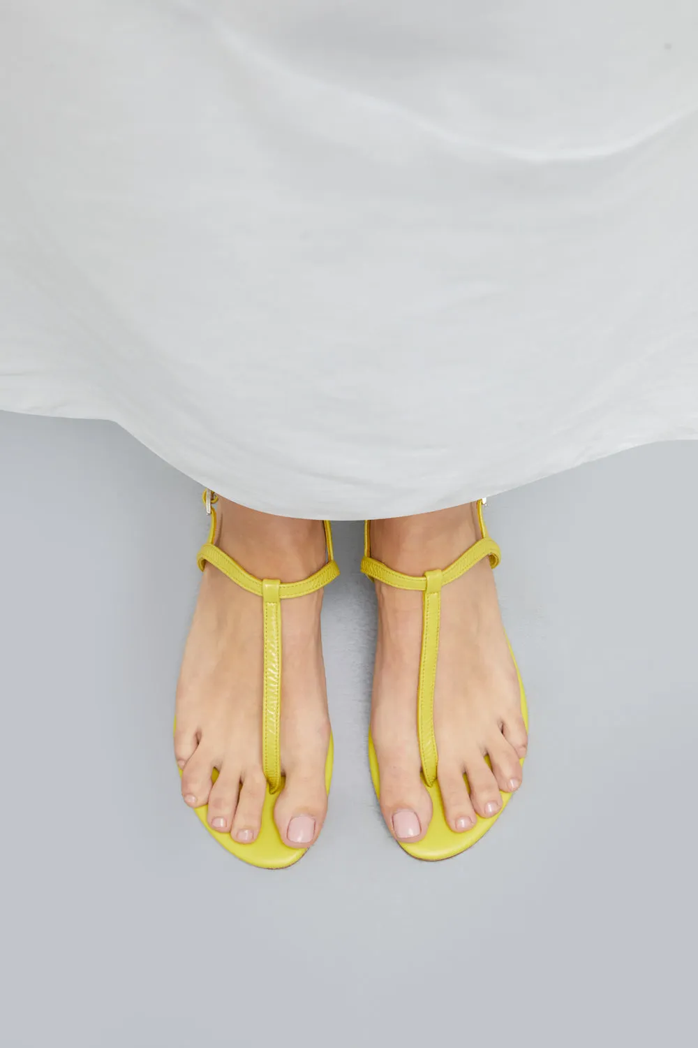 Daphne Sandals in Lime Patent Leather Market Walk