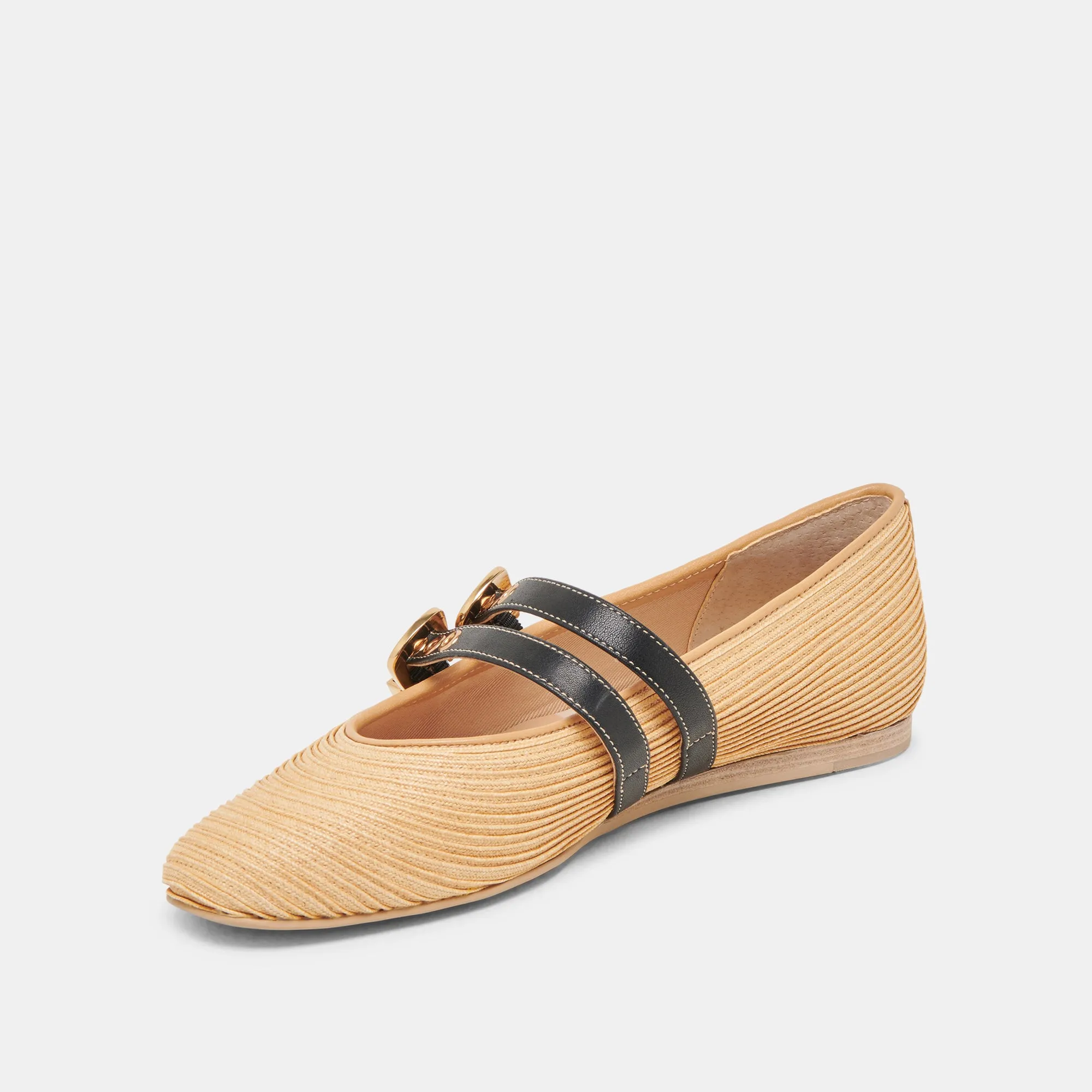 BAYLEE WIDE BALLET FLATS NATURAL RAFFIA Smooth
