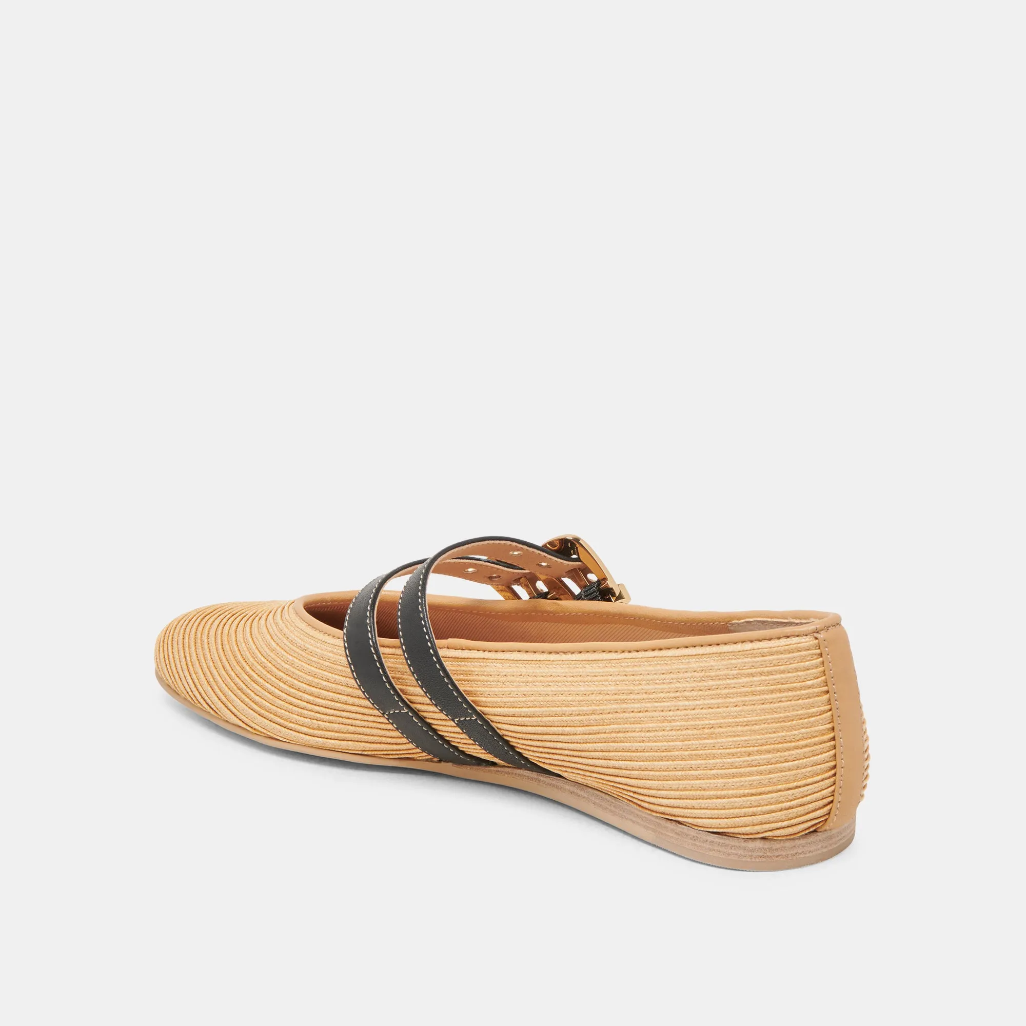 Light Step Design City Stroll BAYLEE WIDE BALLET FLATS NATURAL RAFFIA