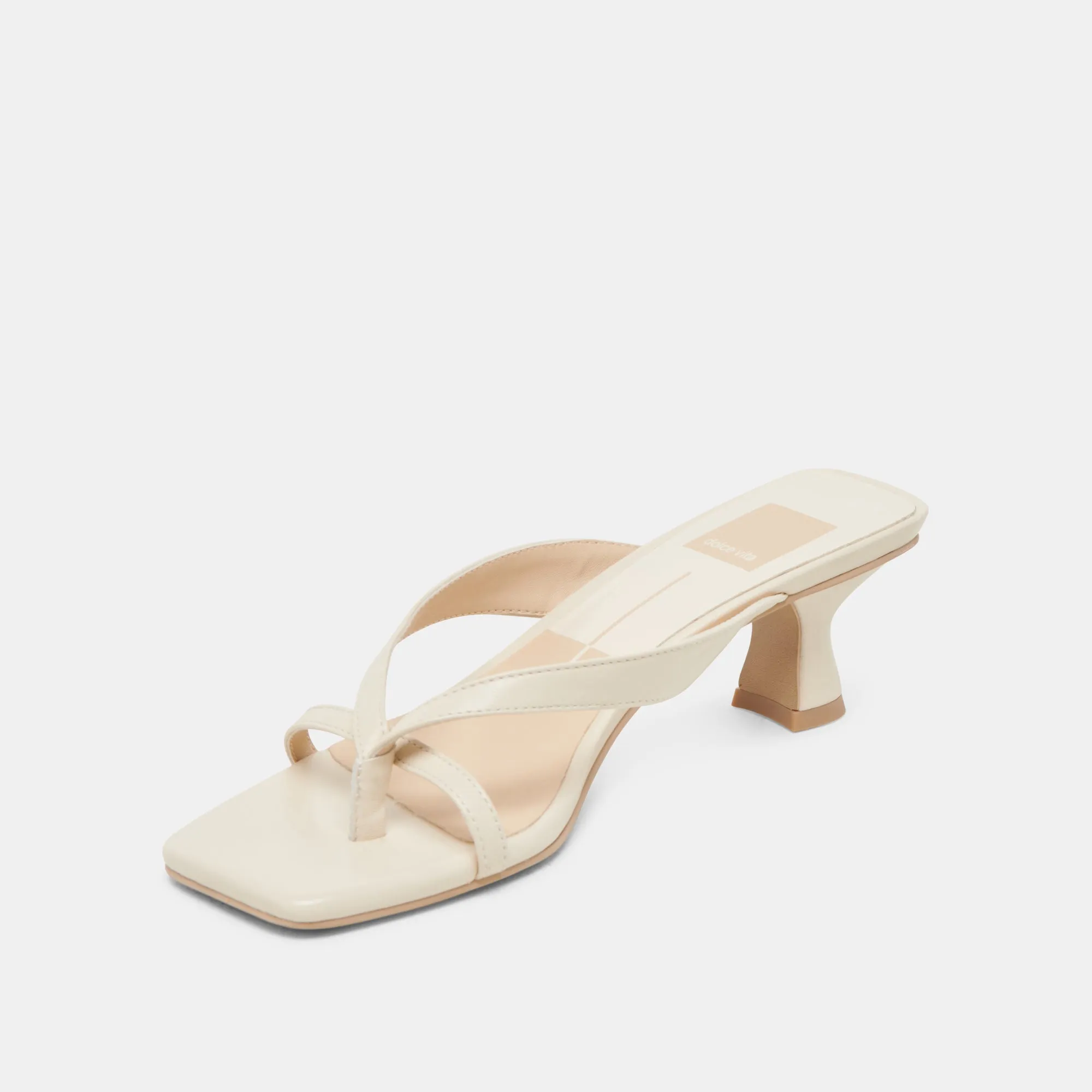 Comfortable For All-Day Wear Airy Feeling BREVEL WIDE HEELS OFF WHITE LEATHER