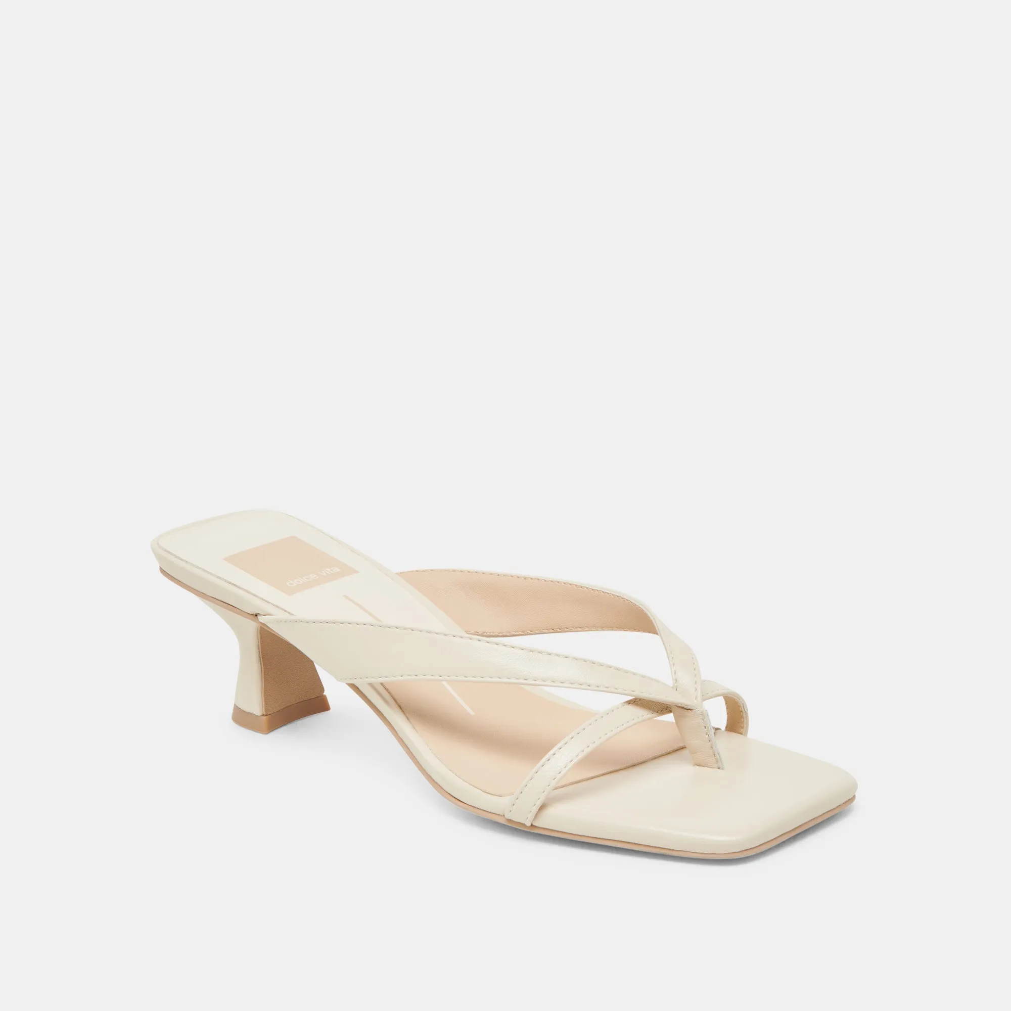 Fashionable Wedges BREVEL WIDE HEELS OFF WHITE LEATHER