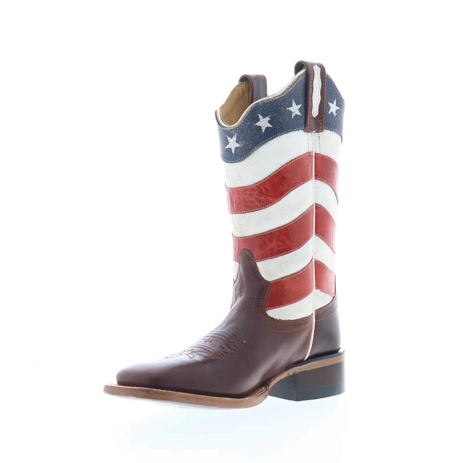 Cushioned Footbed Urban Everyday Jama Old West 18116 Womens Brown Leather Slip On Cowboy Western Boots