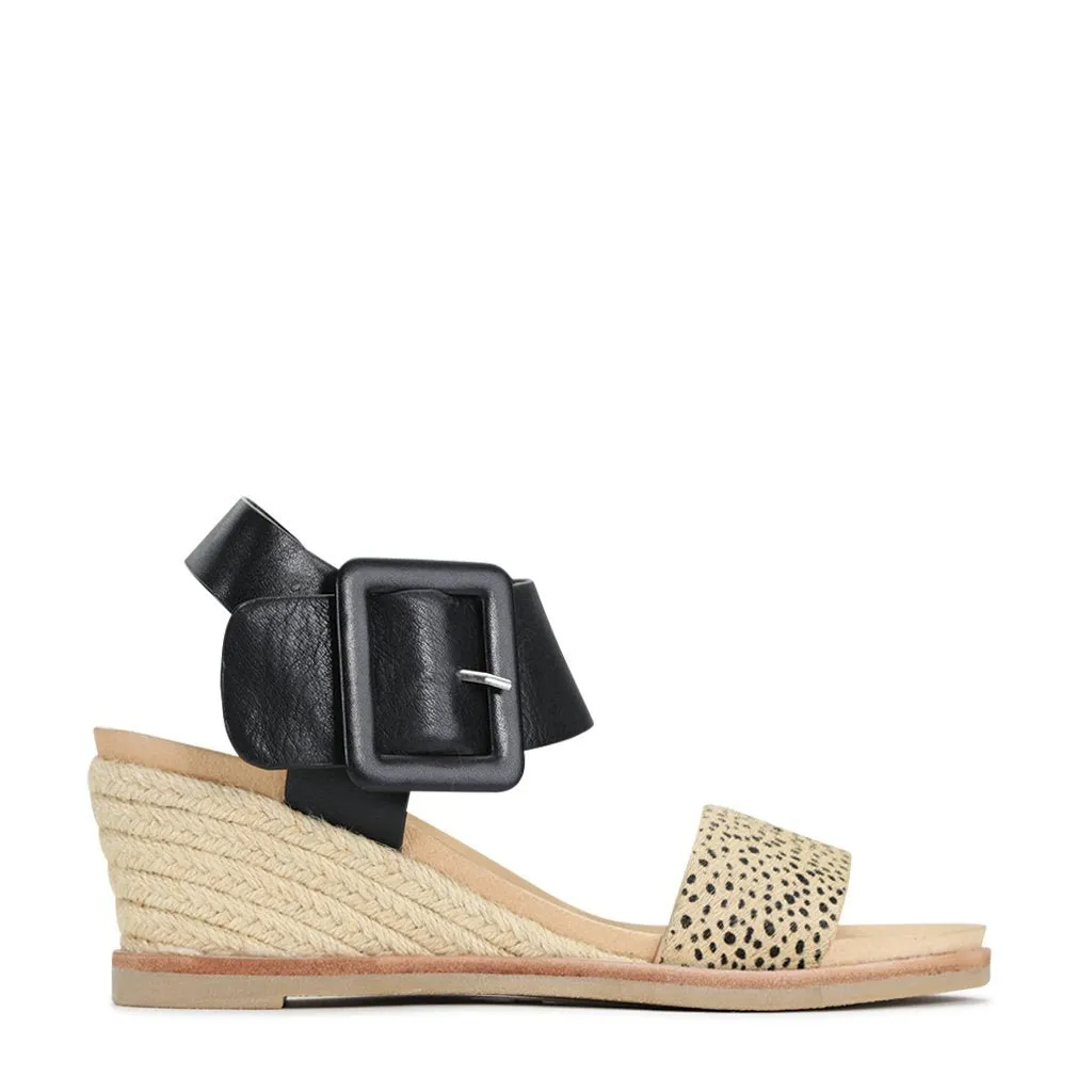 label EMPATHY LEATHER ESPADRILLE WEDGE SANDALS